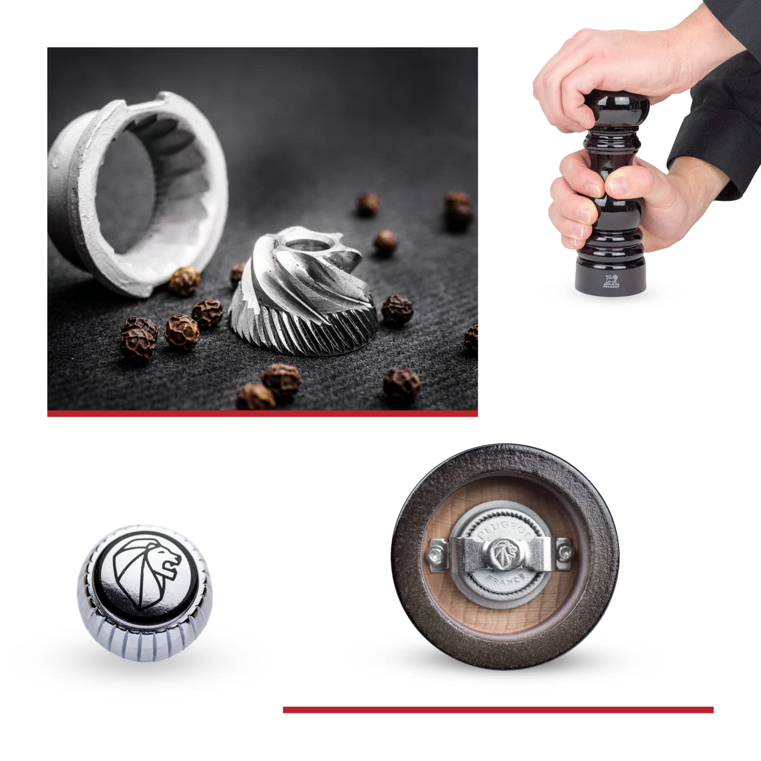 Peugeot Paris Manual Pepper Mill - Adjustable Coarseness - Premium Beechwood & Gloss Black Finish - Perfect for Kitchen, Dining Table & Gourmet Cooking