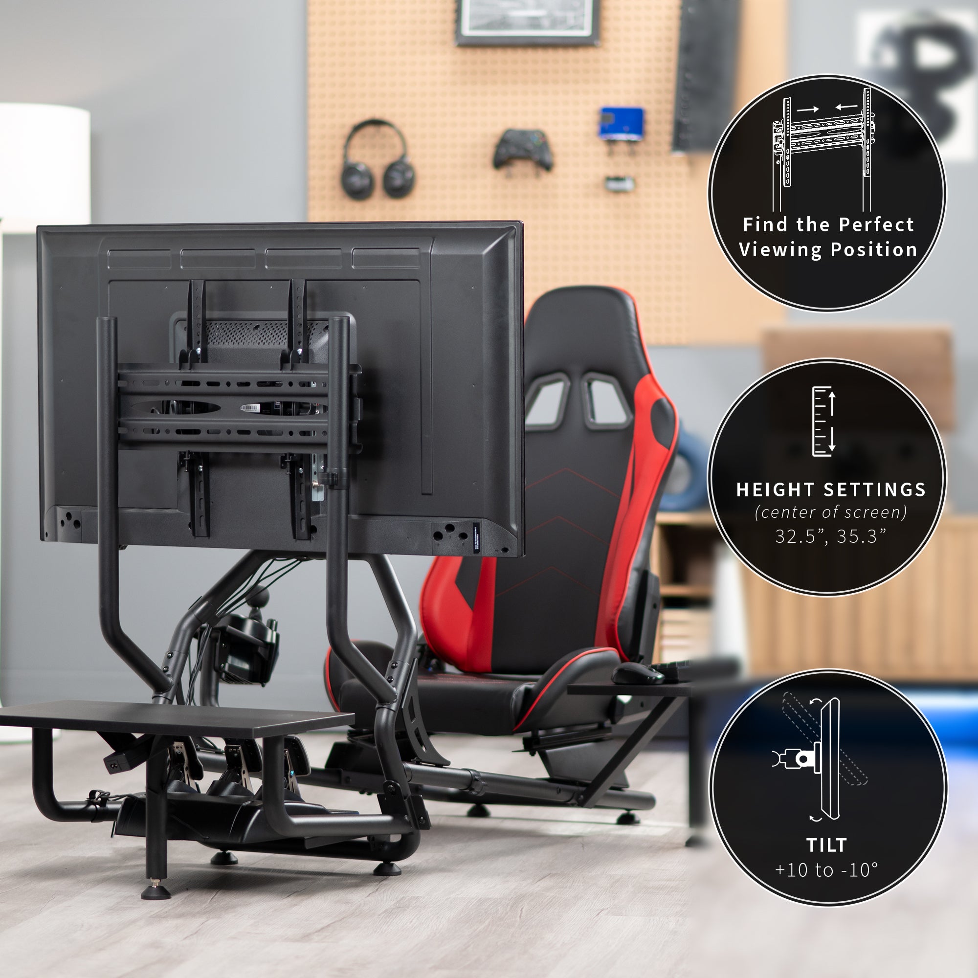 Premium Racing Simulator Cockpit with Adjustable TV Mount & Storage Shelf Kit - Ultimate Gaming Setup for PC, PS5 & Xbox - Perfect for Home Arcade & Esports Training