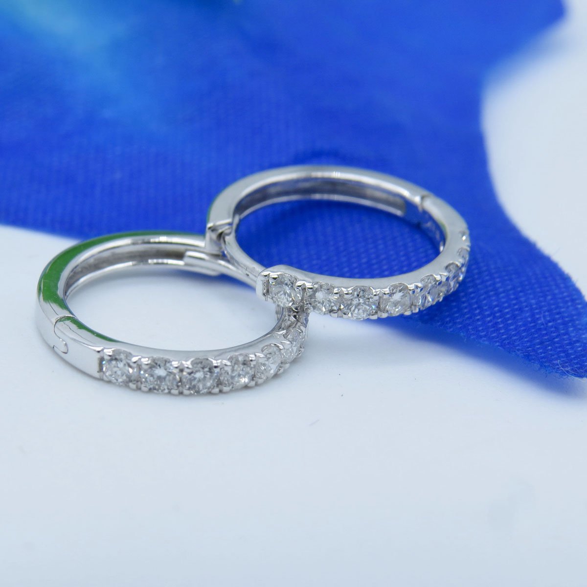 Dazzlingrock 10K White Gold 0.50 Carat Round Diamond Huggie Hoop Earrings for Women - Perfect for Everyday Wear, Date Nights & Special Occasions