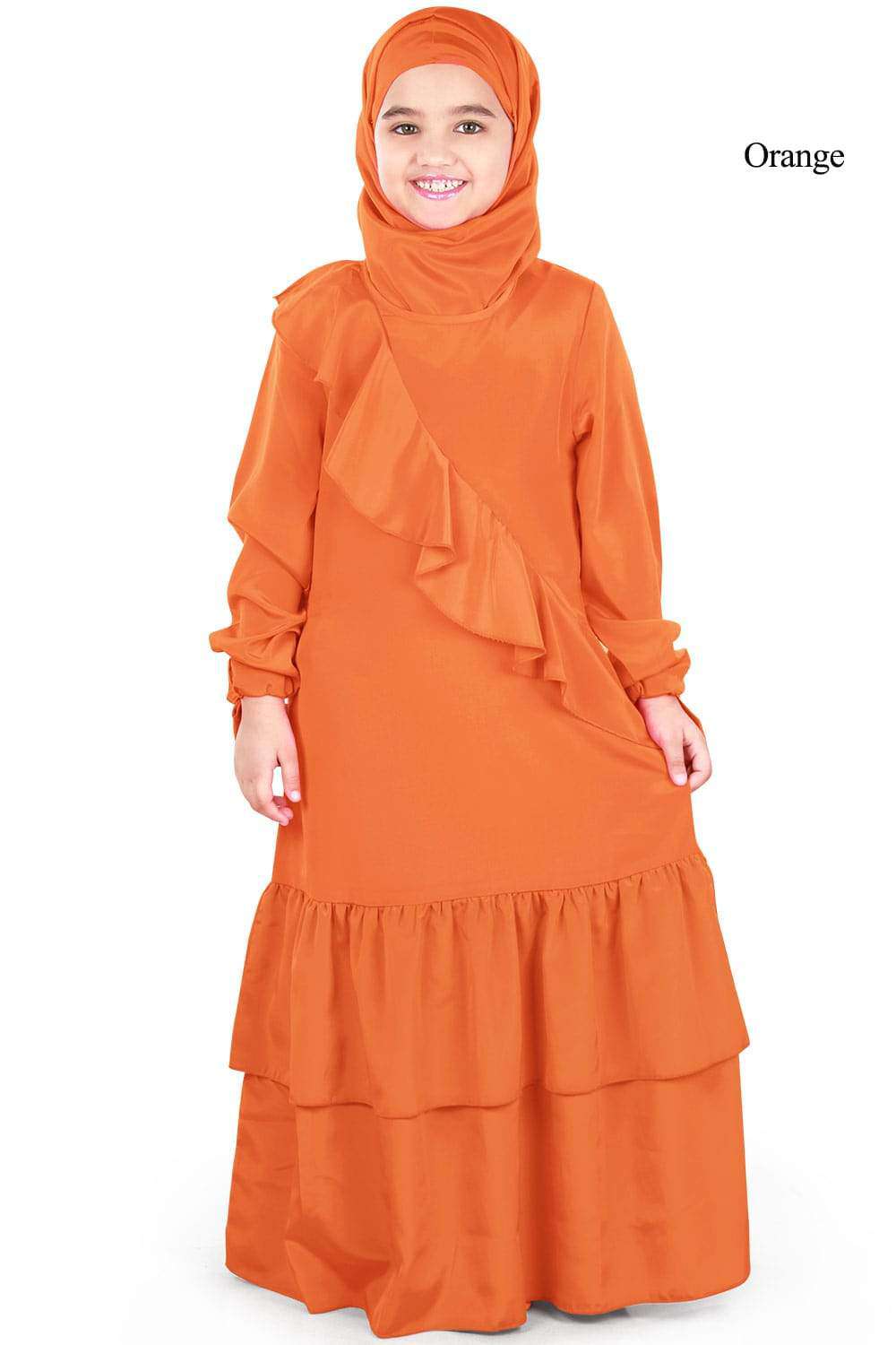 Rahilah Kids Abaya Dress - Islamic Prayer Dress for Girls - Perfect for Eid, Mosque, and Special Occasions