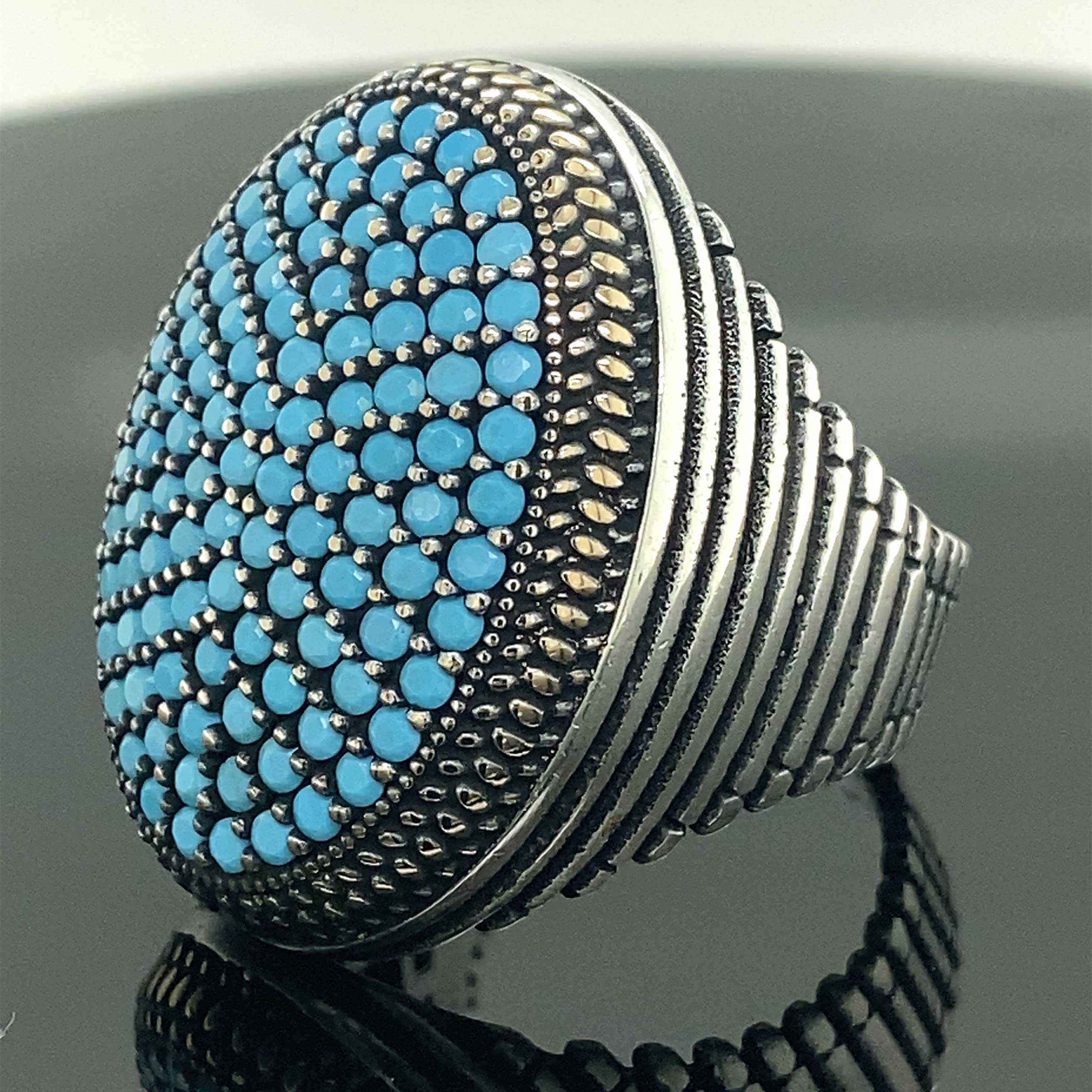 Handmade 925 Sterling Silver Turquoise Stone Ring - Ottoman Style Turkish Jewelry for Women, Gift for Her, Perfect for Weddings & Special Occasions