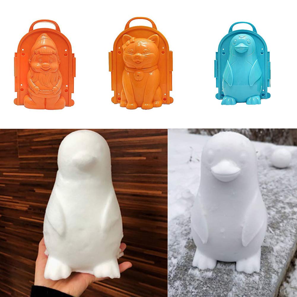 Snowball Maker Mold Kit - Winter Snow Mold for Kids with Cat, Bear, Penguin & Santa Claus Designs | Fun Outdoor Snow Play Toy for Family Winter Activities