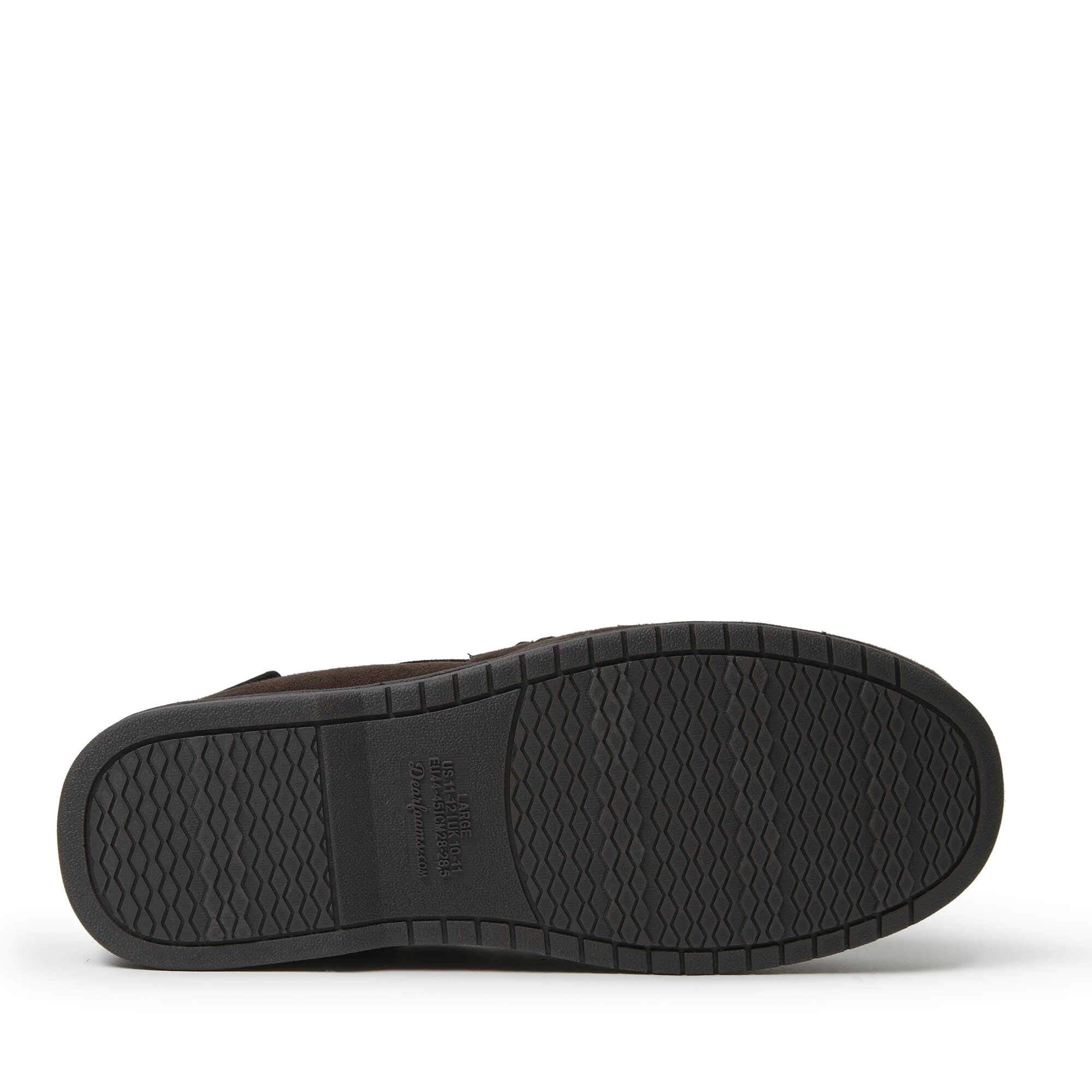 Toby Microsuede Tie Moccasin Slippers for Men - Soft Indoor/Outdoor House Shoes with Comfortable Arch Support - Perfect for Relaxing at Home, Running Errands, or Traveling