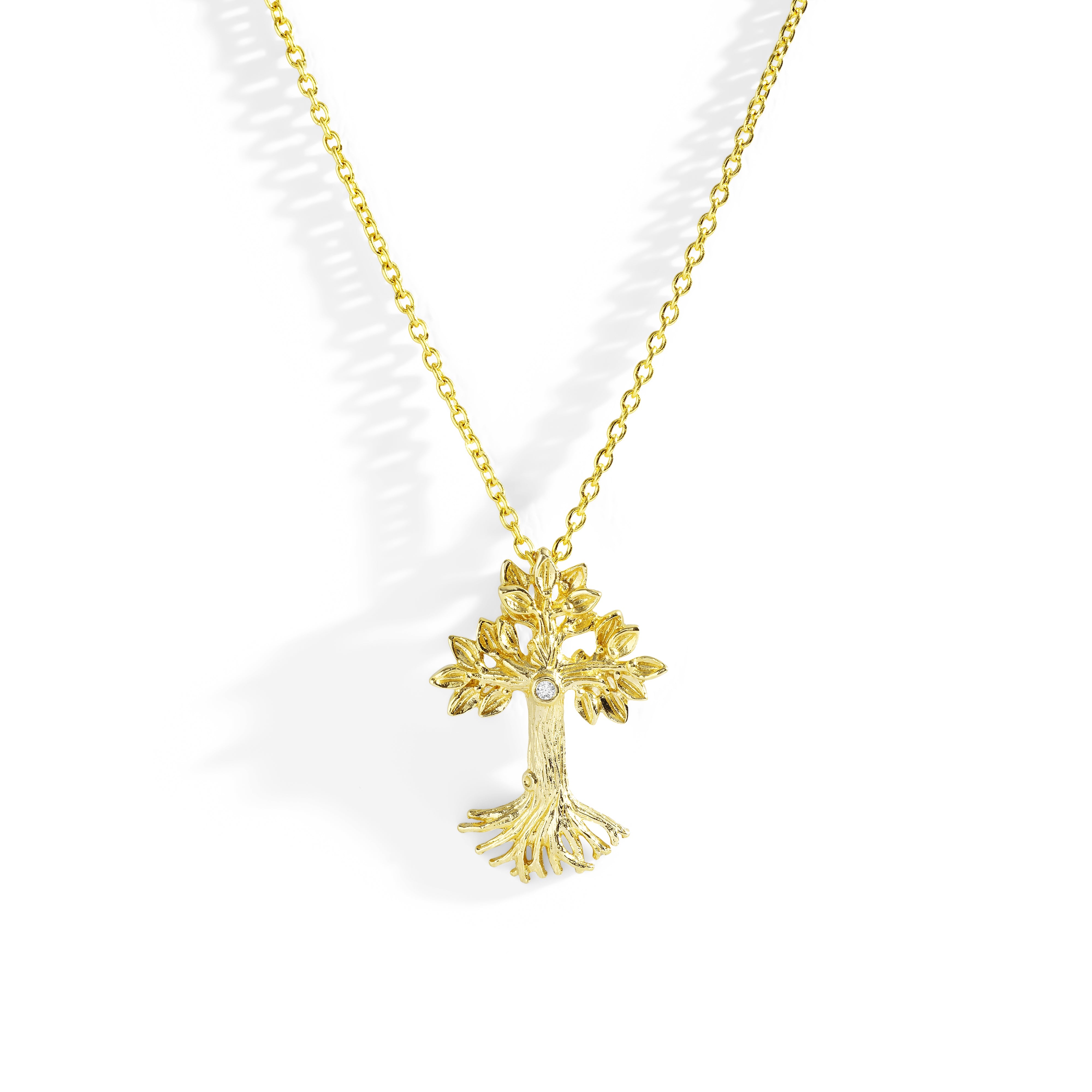 Armenian Tree of Life 25mm Cross Pendant Necklace with Diamonds - Elegant Religious Jewelry for Women, Perfect for Baptism, Wedding & Everyday Wear