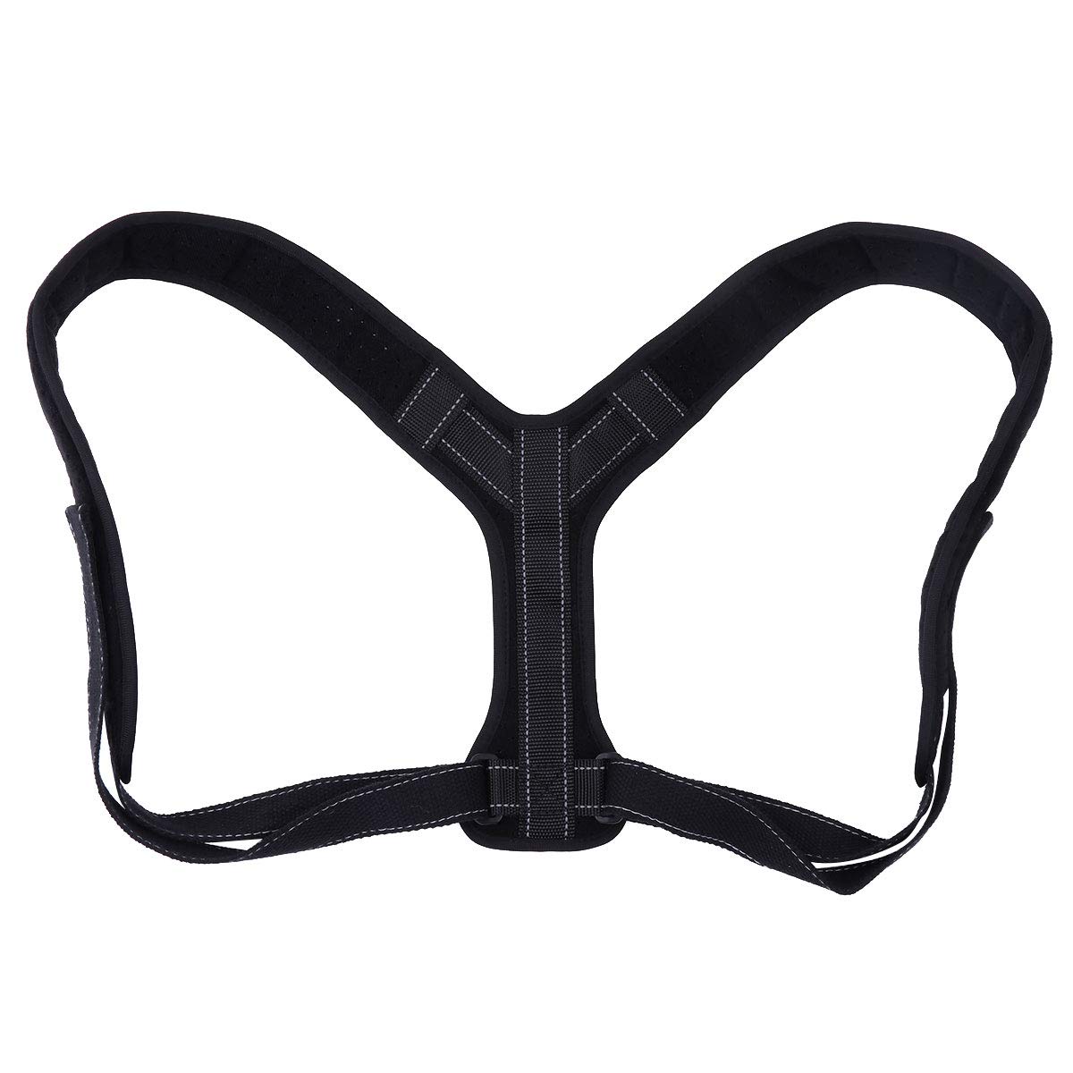 CHICTRY Adjustable Posture Corrector for Women, Men & Kids - Comfortable Back Straightener & Shoulder Brace with Reflective Stripe - Relieves Upper Back Pain - Perfect for Office Work, Gaming & Daily Activities (Black, One Size)