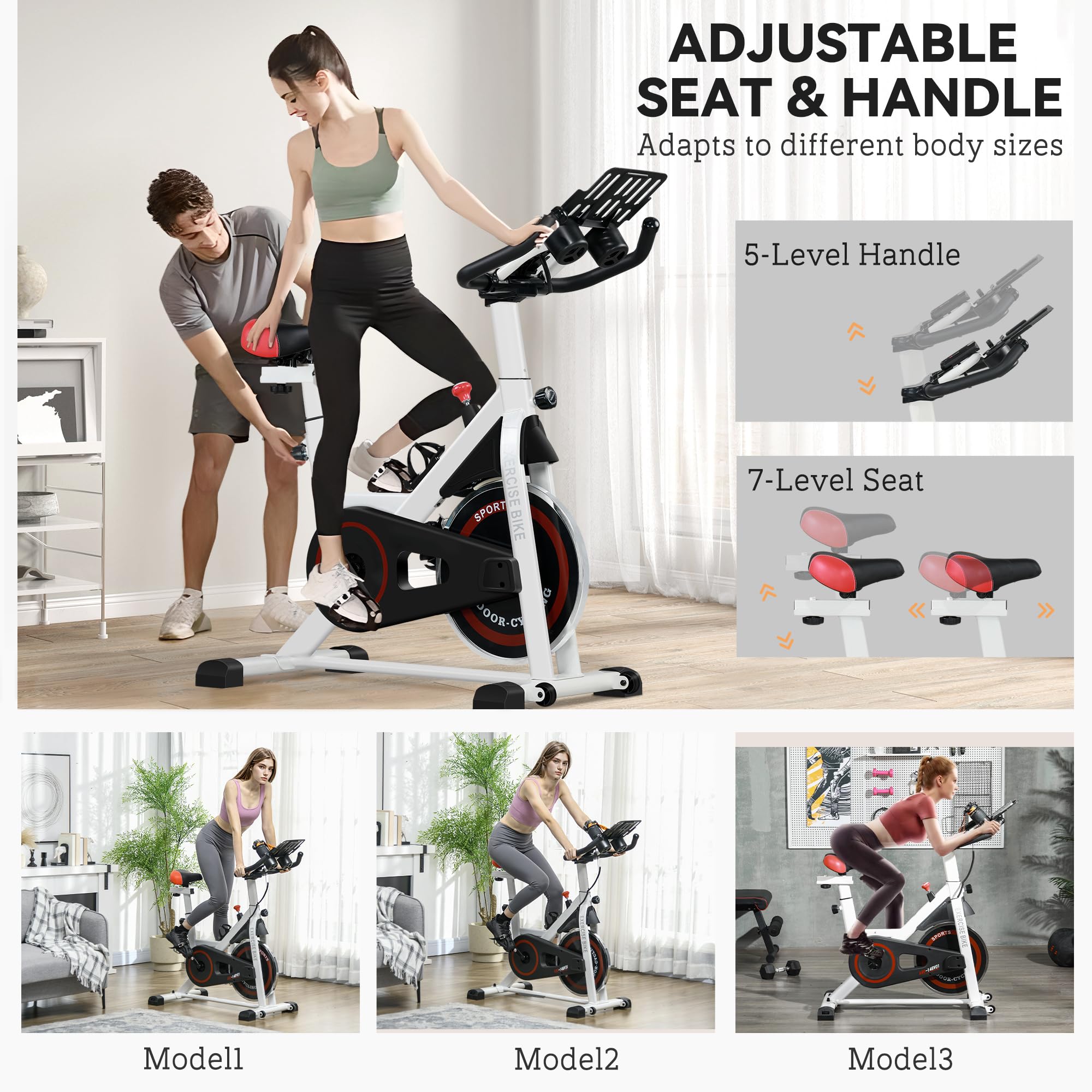Soozier Adjustable Upright Stationary Exercise Bike - Indoor Cycling Cardio Workout Machine with Resistance Flywheel & Bottle Holder for Home Gym, Aerobic Training, Weight Loss | Perfect for Small Spaces, Apartment Workouts & Home Fitness Routines