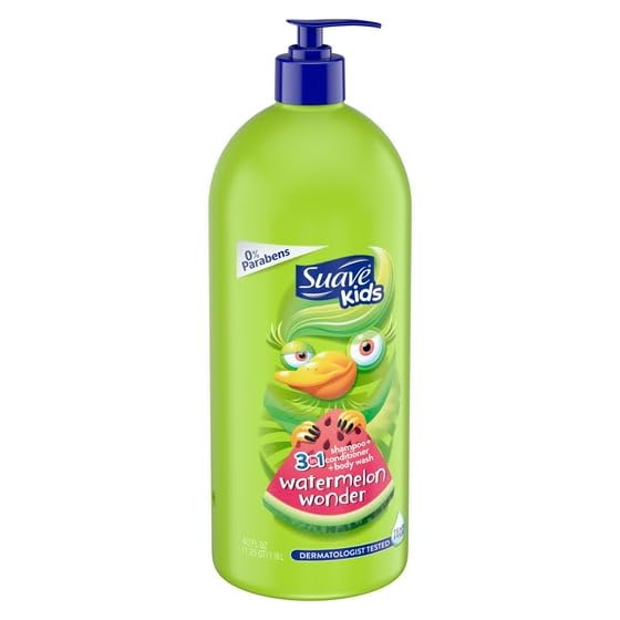 Sua^e Kids 3-in-1 Shampoo, Conditioner & Body Wash - Watermelon Scented, Tear Free Formula, 40 fl oz (Pack of 1) - Gentle Baby & Toddler Bath Essentials for Sensitive Skin | Perfect for Daily Hair & Body Wash Routine