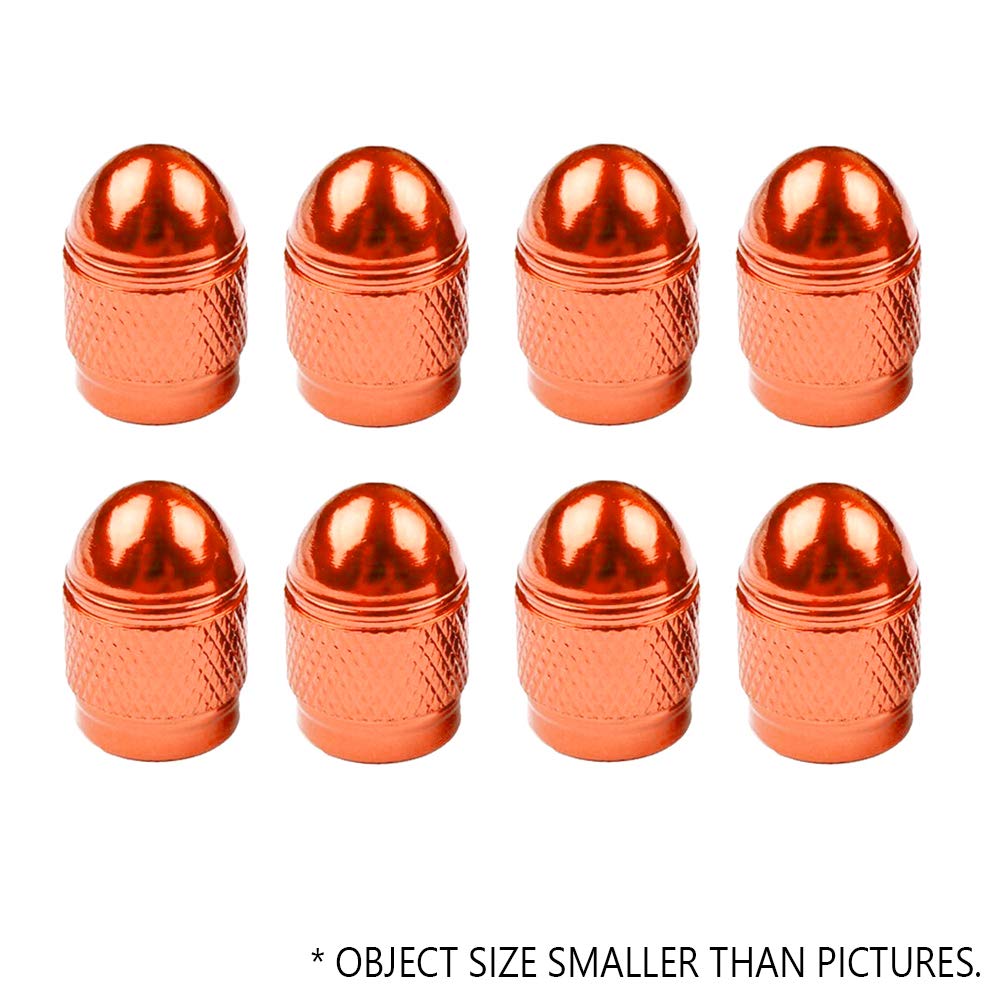 8 Pcs Aluminum Tire Stem Valve Air Caps - Orange Car, Bicycle & Motorcycle Wheel Valve Covers for Enhanced Protection & Style - Perfect for Road Trips, Commuting & Off-Road Adventures