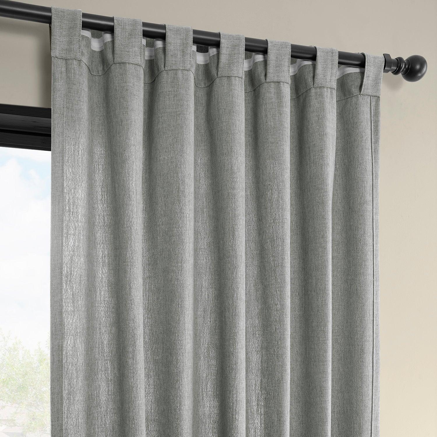 Light Grey Faux Linen Light Filtering Curtains - Set of 2 Panels for Living Room, Bedroom & Office - Soft Sheer Window Drapes with Privacy & Sun Protection