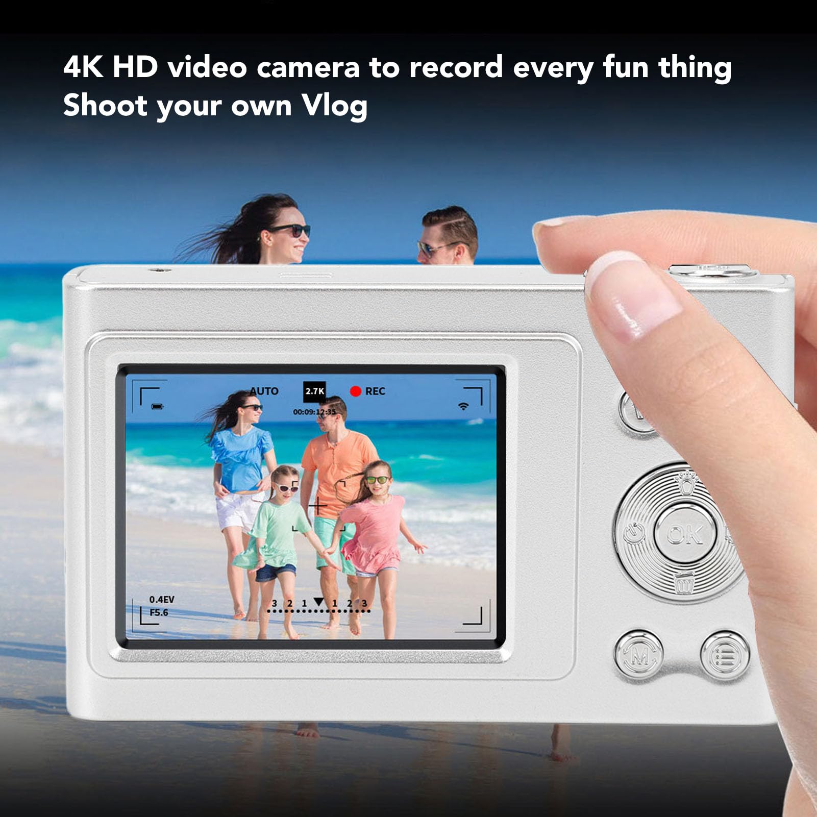 4K Digital Camera 48MP with 16X Zoom, 2.4 Inch IPS Screen & CMOS Sensor - Compact Point and Shoot Camera for Travel Photography, Vlogging, YouTube Videos (Supports 128GB SD Card)