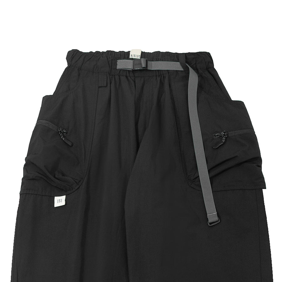 ASUSL Men's Nylon Zipper Pants Black - Lightweight Waterproof Hiking & Travel Pants for Outdoor Adventures