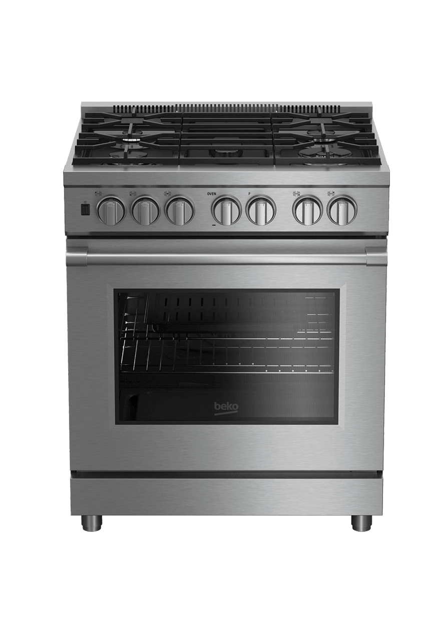 Beko PRGR34550SS 30-Inch Stainless Steel Pro Style Gas Range - Professional 5-Burner Stove for Home Kitchen Cooking, Baking & Entertaining