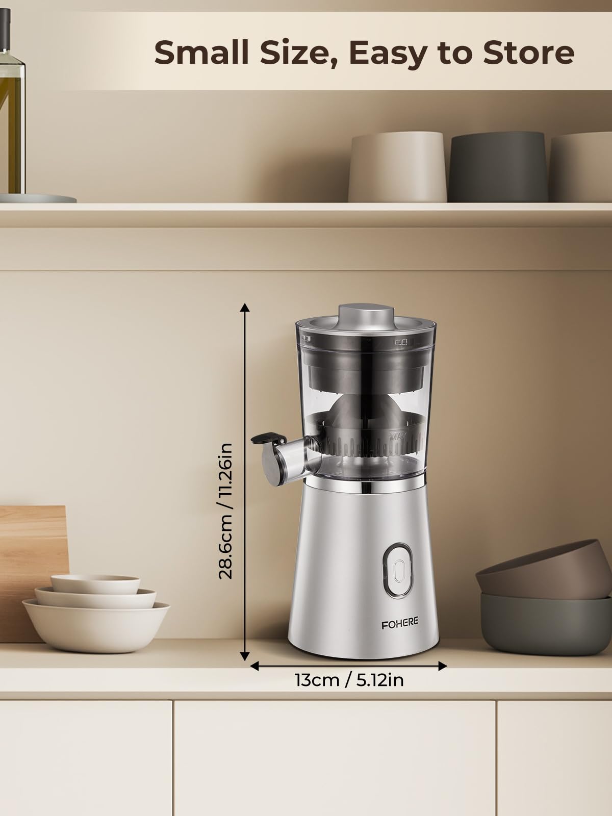 FOHERE Electric Citrus Juicer - Automatic Orange/Lemon Squeezer with Power Cord, One-Touch Operation, Easy to Clean, Portable Fruit Juicer for Home & Kitchen (Silver) - Perfect for Fresh Juice, Cocktails, and Healthy Breakfasts