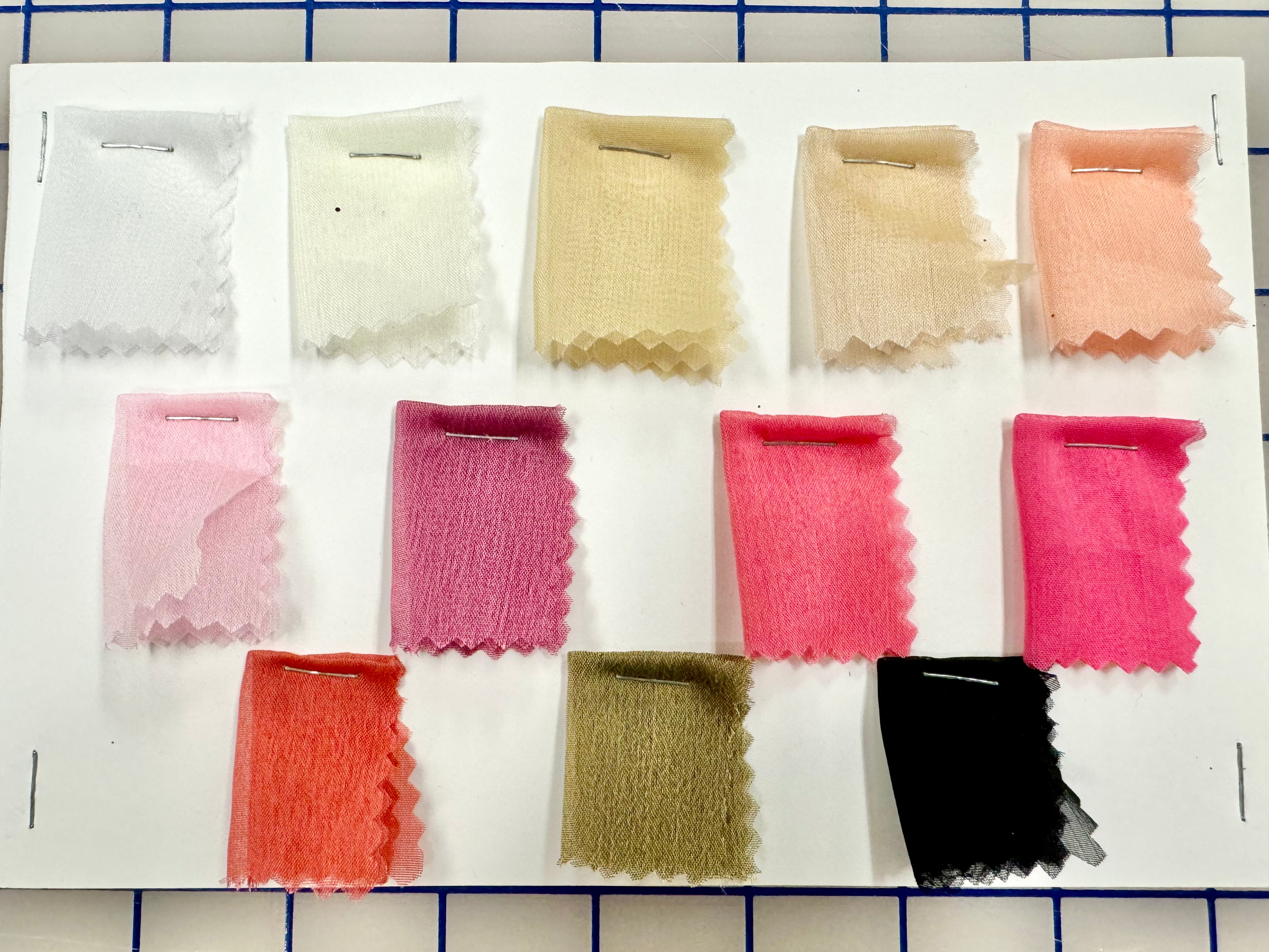 Premium Polyester Two-Tone Chiffon Fabric Swatches - 2 Sample Cards for Fashion Design, DIY Crafts & Home Decor Projects