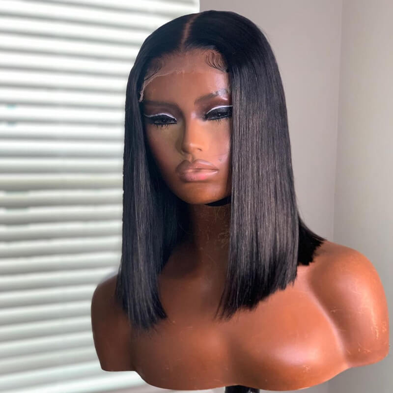 18inch 13x4 Lace Frontal Curly Bob Wig & 14inch Straight 4x4 Bob Wig Set - 180% Density Human Hair Wigs Bundle Deal | Perfect for Daily Wear, Cosplay, and Special Occasions