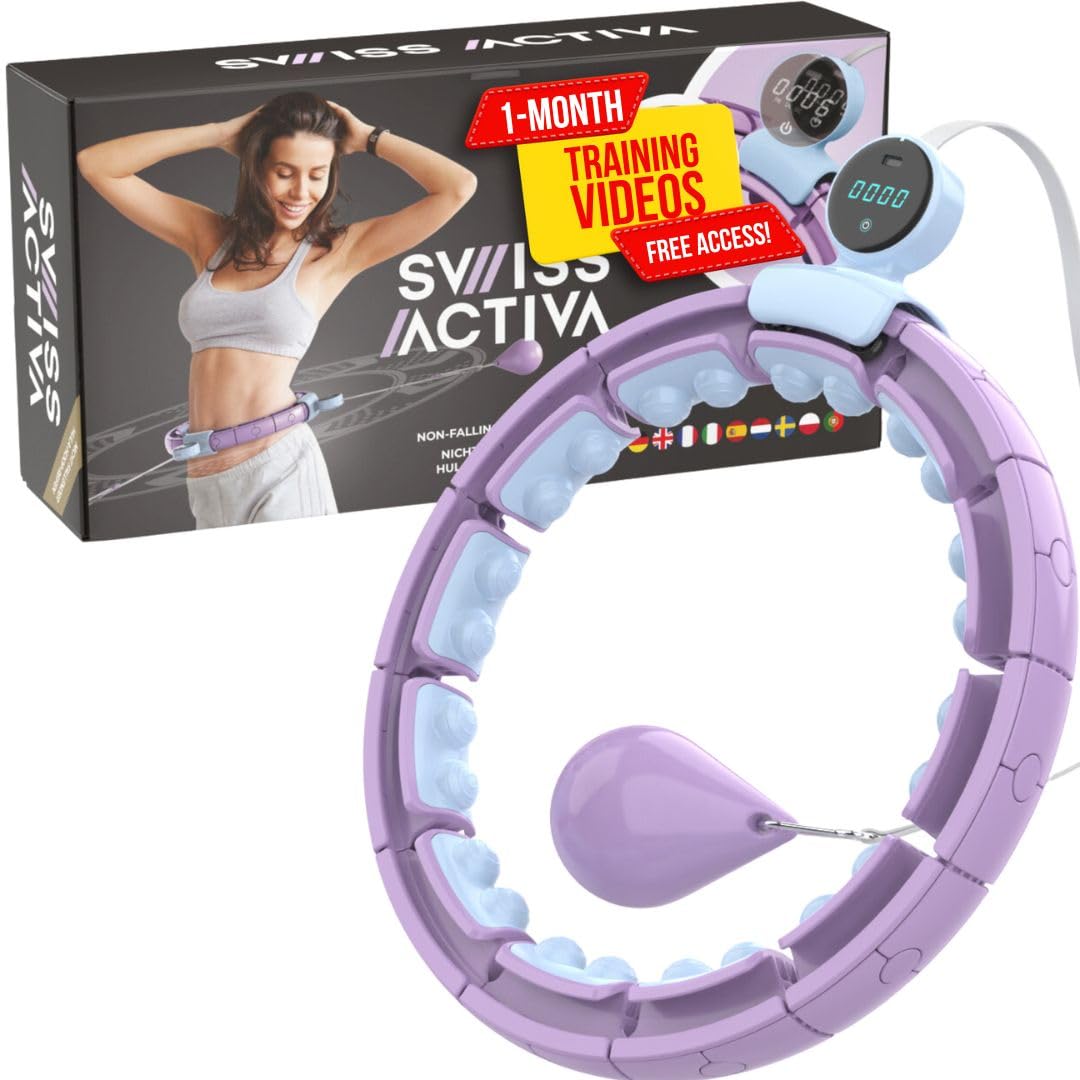Premium Swiss Activa+ S6+ Infinity Smart Weighted Hula Hoop with Digital Counter (23-44 Inch Adjustable) - Advanced Fitness Equipment for Weight Loss & Core Workouts - Perfect for Home Gym, Outdoor Exercise & Women's Fitness Routines