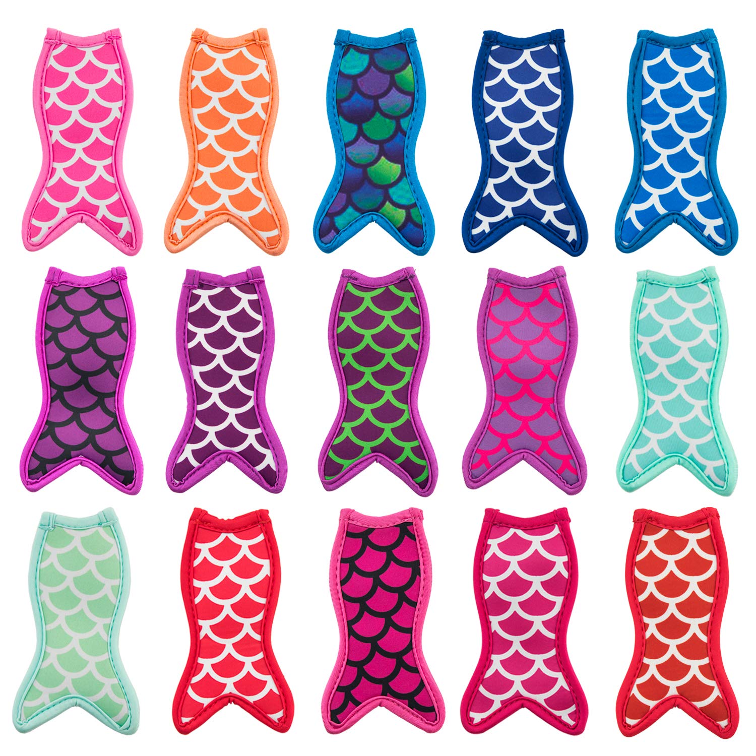 15-Piece Reusable Popsicle Molds - Freezer Safe Ice Pop Sleeves & Holders, Mermaid Design for Homemade Frozen Treats - Perfect for Summer Snacks, Kids Parties & Healthy Desserts