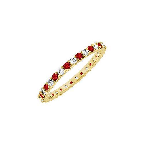 14K Yellow Gold Ruby and Diamond Eternity Bangle Bracelet - 10.00 CT TGW - Perfect for Weddings, Anniversaries & Special Occasions