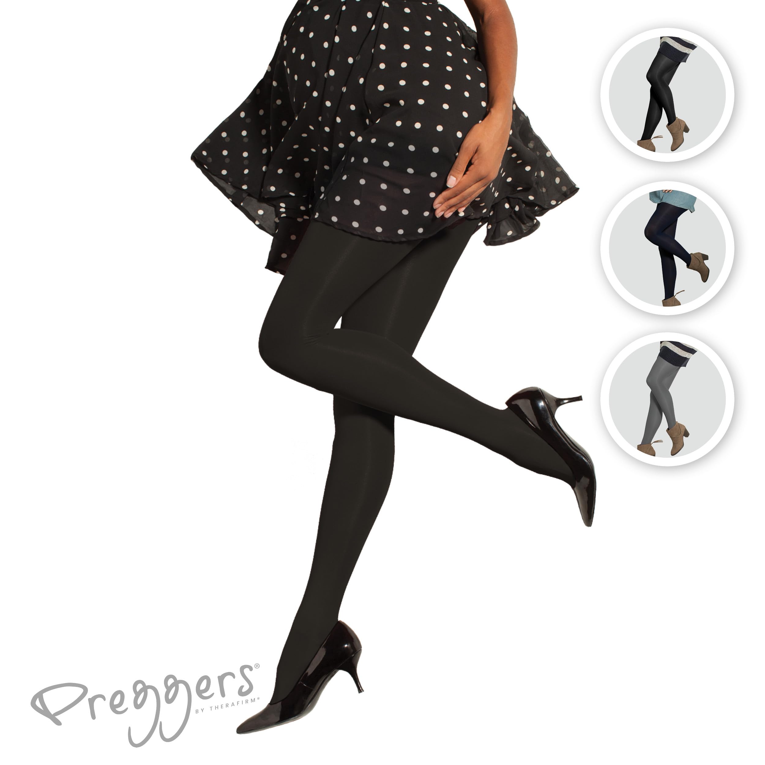 Preggers by Therafirm Maternity Support Tights - 20-30mmHg Moderate Compression Stockings for Pregnancy, Swelling & Circulation - Perfect for Work, Travel & Everyday Comfort