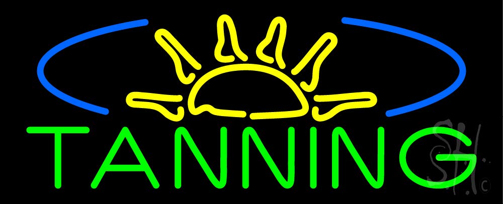 10 x 24 Inches Black Square Cut Acrylic LED Neon Sign with Dimmer - Bright Premium Indoor Tanning With Sun Rays Wall Decor for Home, Bar, Salon & Military Appreciation Gifts