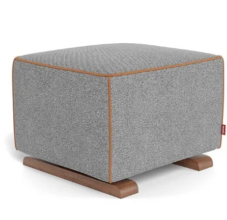 Luca Glider Recliner Chair with Matching Ottoman - Brown EnviroLeather Upholstery & Walnut Wood Base - Perfect for Nursery, Living Room & Relaxation