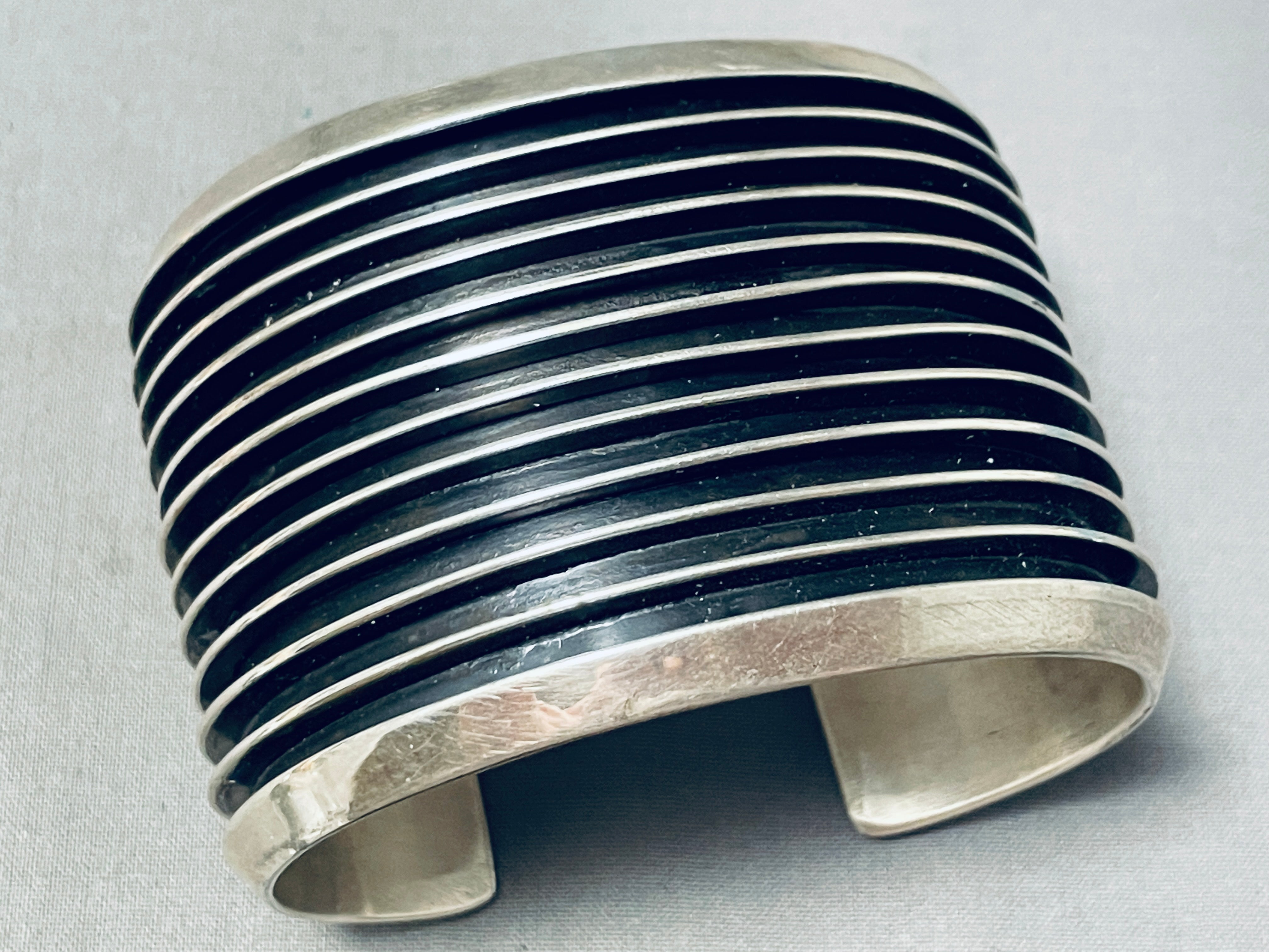 136 Grams Heavy Vintage Navajo Sterling Silver Channel Bracelet Cuff - Authentic Native American Jewelry for Women, Perfect for Boho Fashion, Weddings & Special Occasions