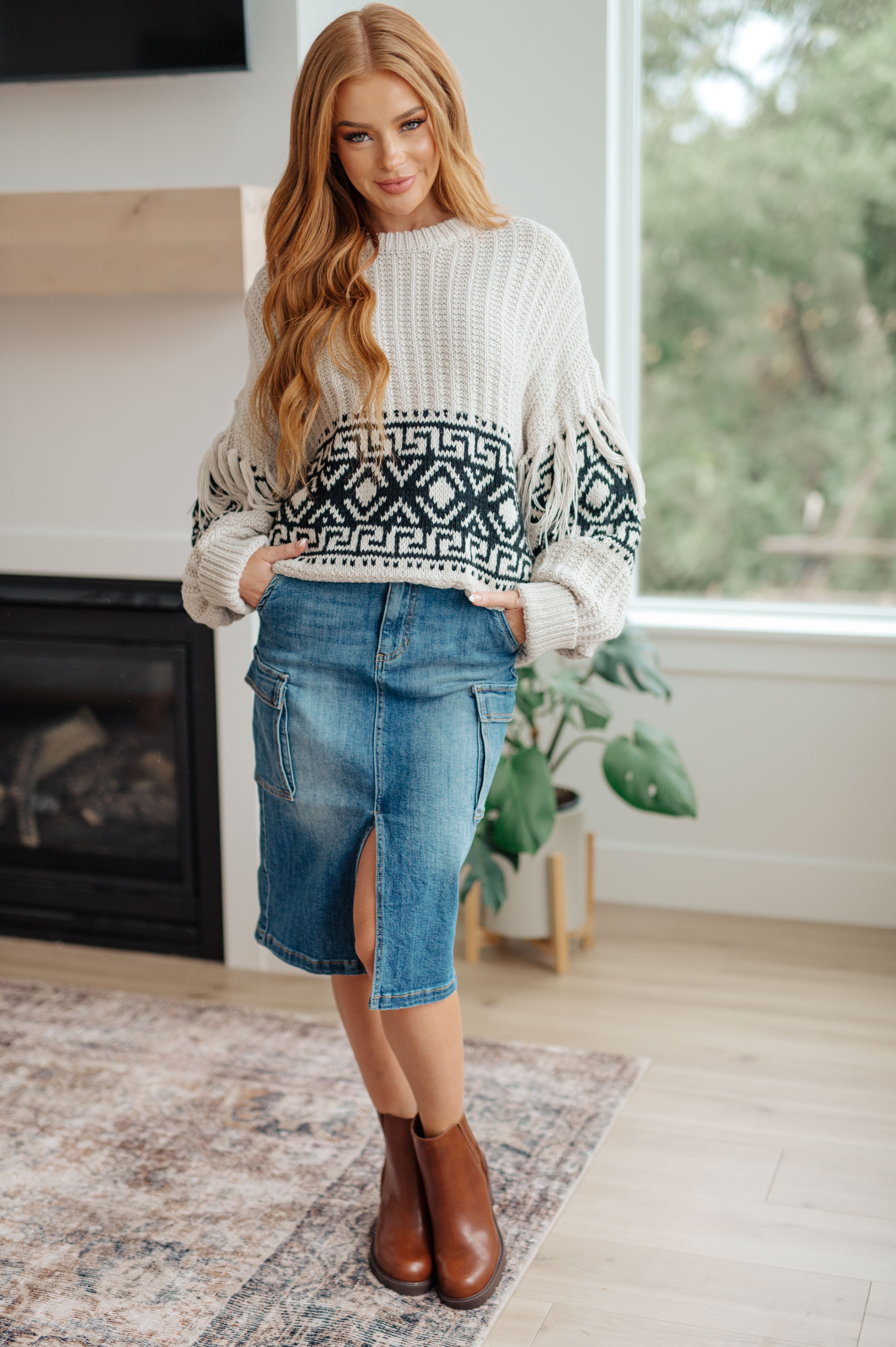 Always Be There Cargo Denim Skirt for Women - High Waist Stretch Denim Skirt with Pockets | Perfect for Casual Outfits, Streetwear & Travel