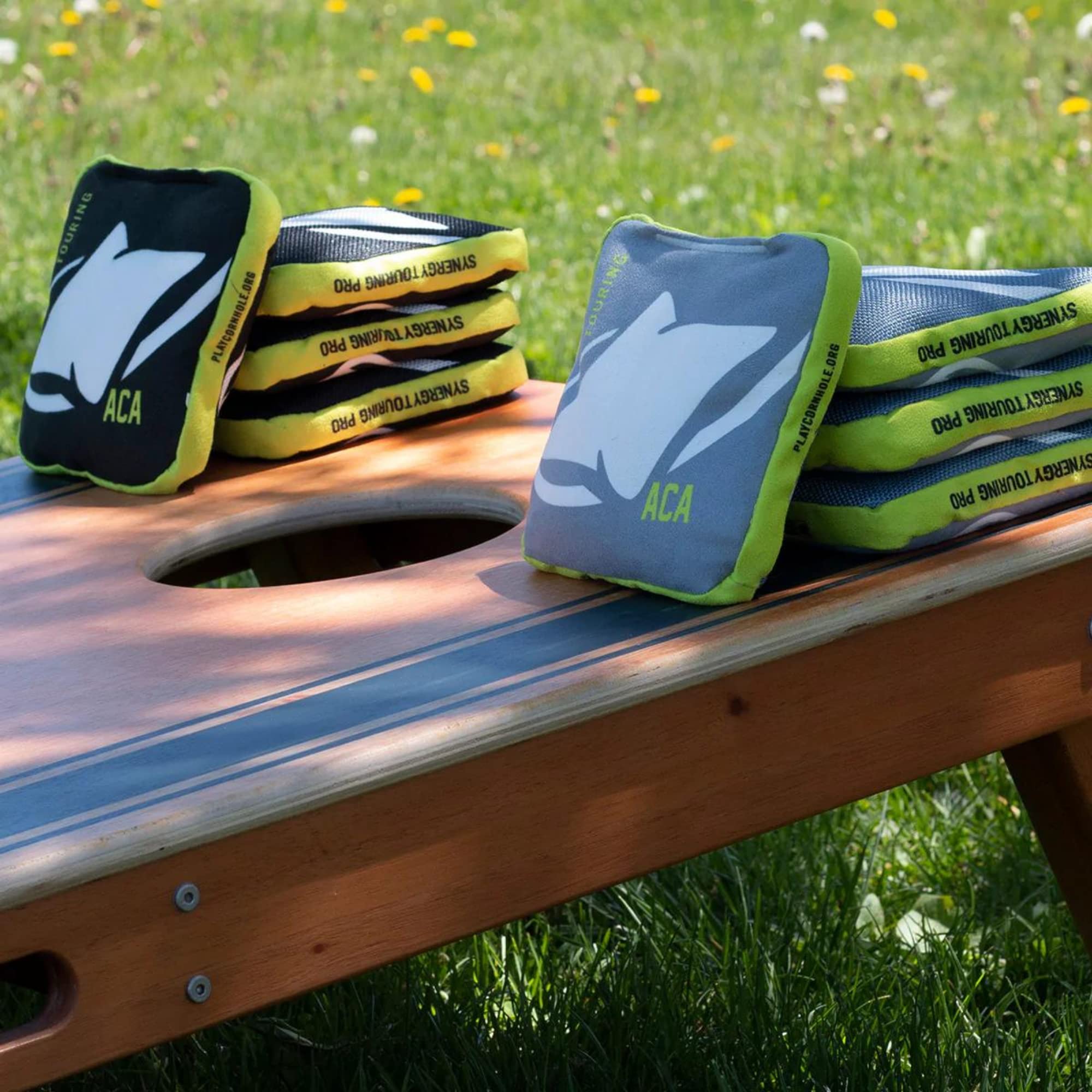 ACA Synergy Edge Professional Cornhole Bags - Dual Sided 6x6 Retro Sasquatch Design - Premium Bean Bags for Backyard Games, Tailgating & Outdoor Parties