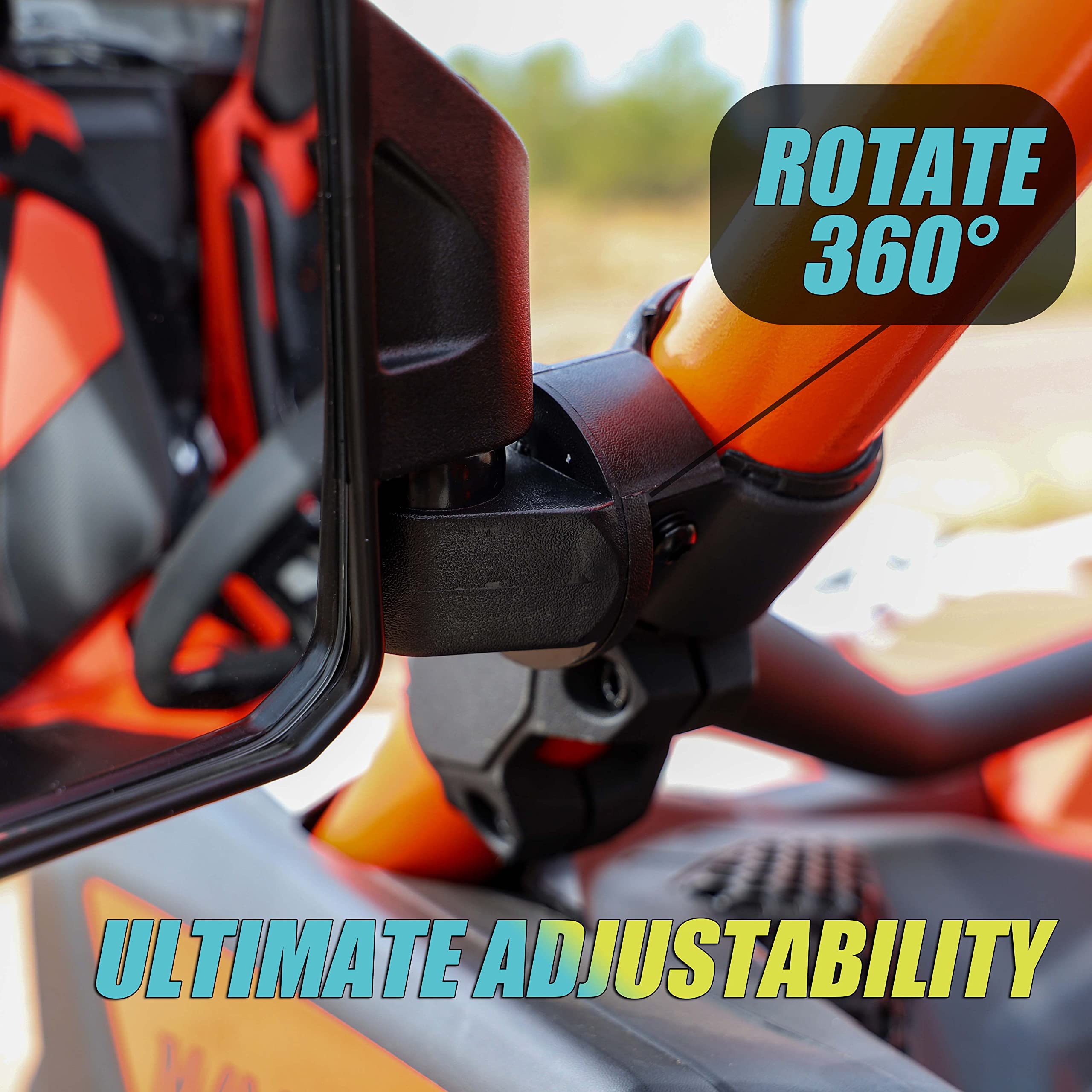 Chupacabra Offroad UTV Side Mirror Kit (2 Pack) - Adjustable Break-Away Design with Shatterproof Tempered Glass - Fits 1.6