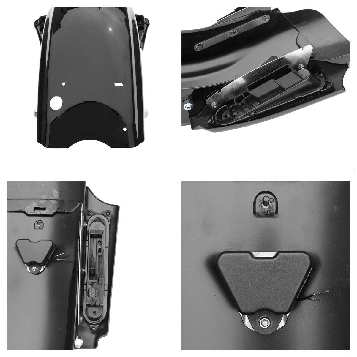 TCT-MOTORPARTS Rear Fender with LED Lights for Harley Touring Road King Electra Glide Street Glide Road Glide 2009-2013 - Durable Motorcycle Accessory for Night Riding & Custom Bike Upgrades