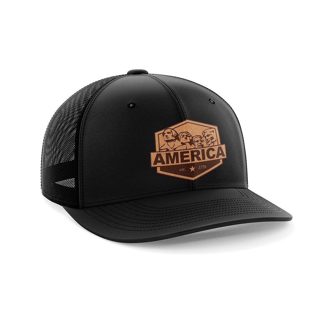 Mount Rushmore Embroidered Leather Patch Hat - Vintage American Style Baseball Cap for Outdoor Adventures & Travel
