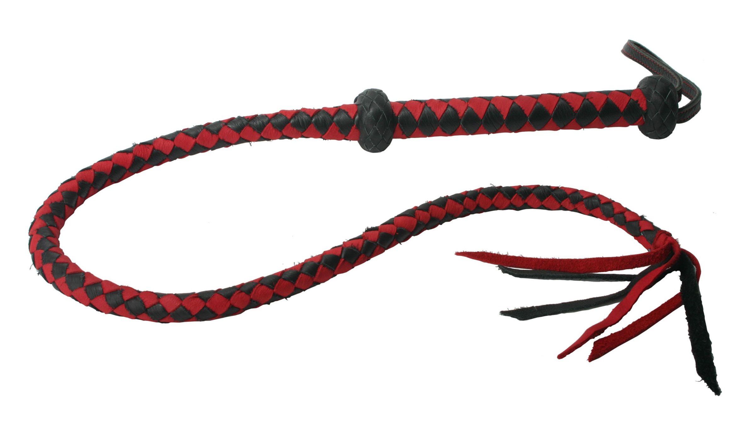 Premium Red and Black Leather Bondage Whip - BDSM Toy for Sensual Play, Spanking & Adult Roleplay - Perfect for Couples & Fetish Enthusiasts