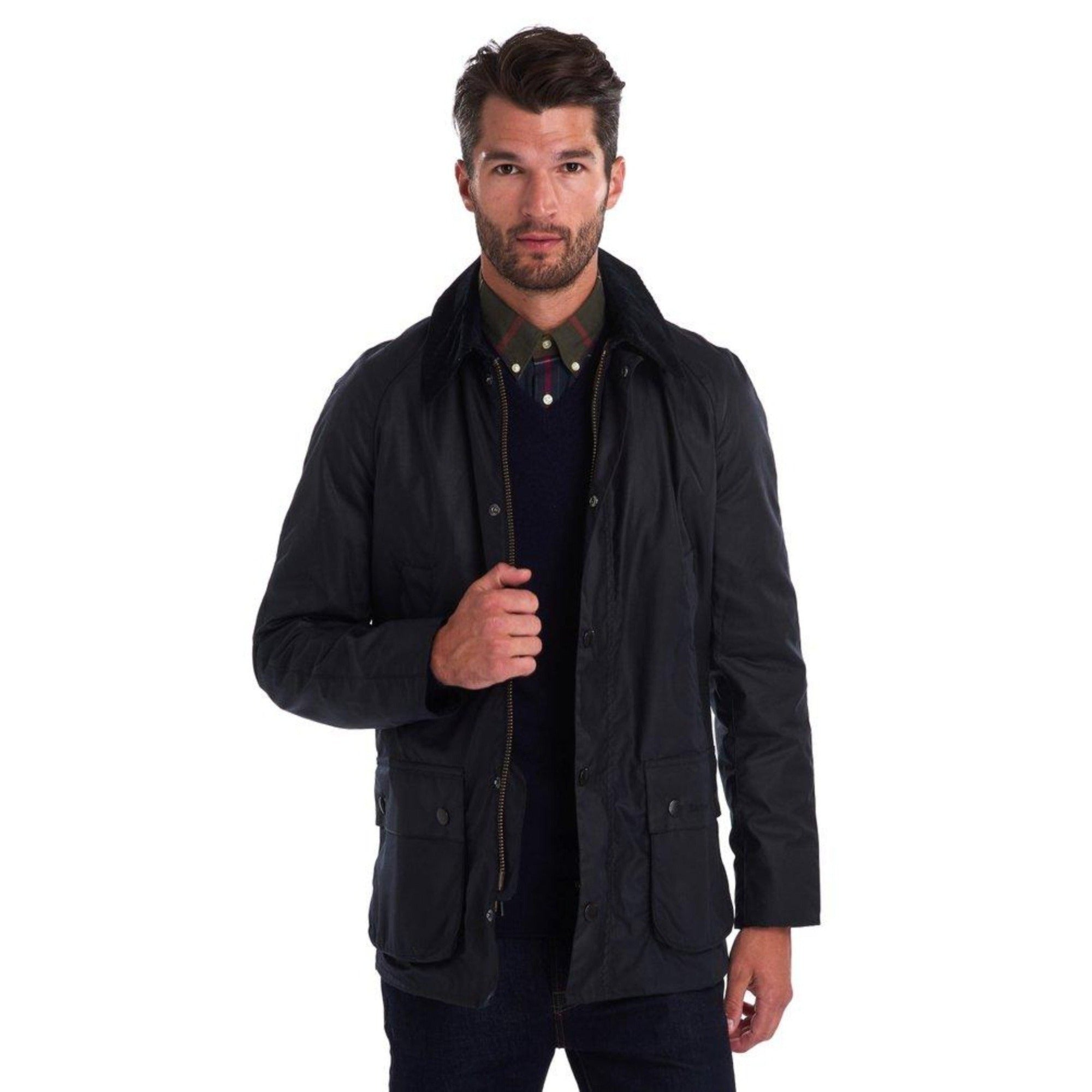 HENRY SARTORIAL X BARBOUR Ashby Wax Jacket for Men - Classic Navy Waterproof Waxed Cotton Coat | Outdoor Hunting, Hiking & Urban Style