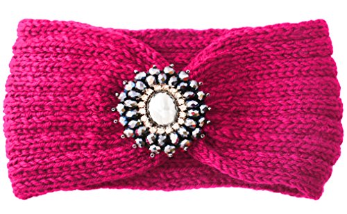 KMystic Crochet Jewel Winter Headband Ear Warmer - Soft Knit Beanie for Women & Girls - Perfect for Skiing, Snowboarding & Cold Weather Fashion Accessory