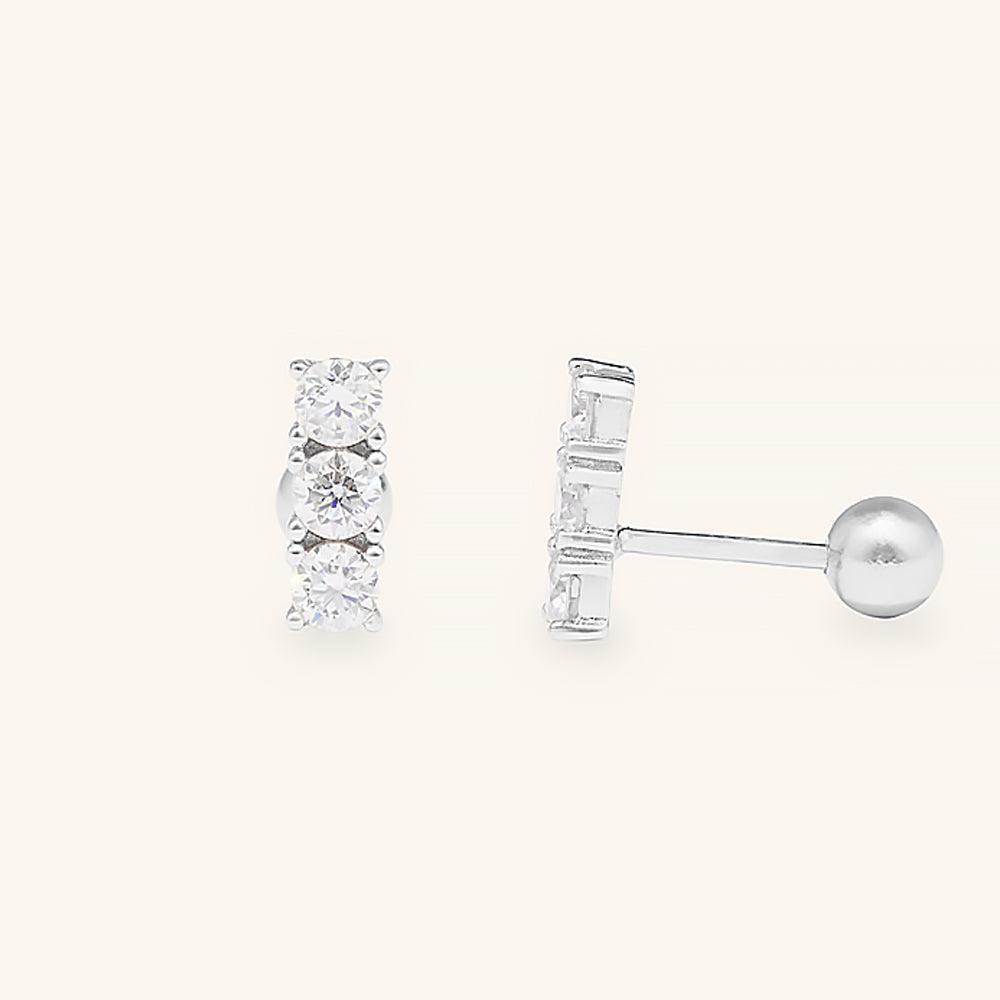 Classic Bar Moissanite Stud Earrings for Women - 14K Gold Plated Hypoallergenic Cubic Zirconia Jewelry - Perfect for Wedding, Anniversary & Everyday Wear