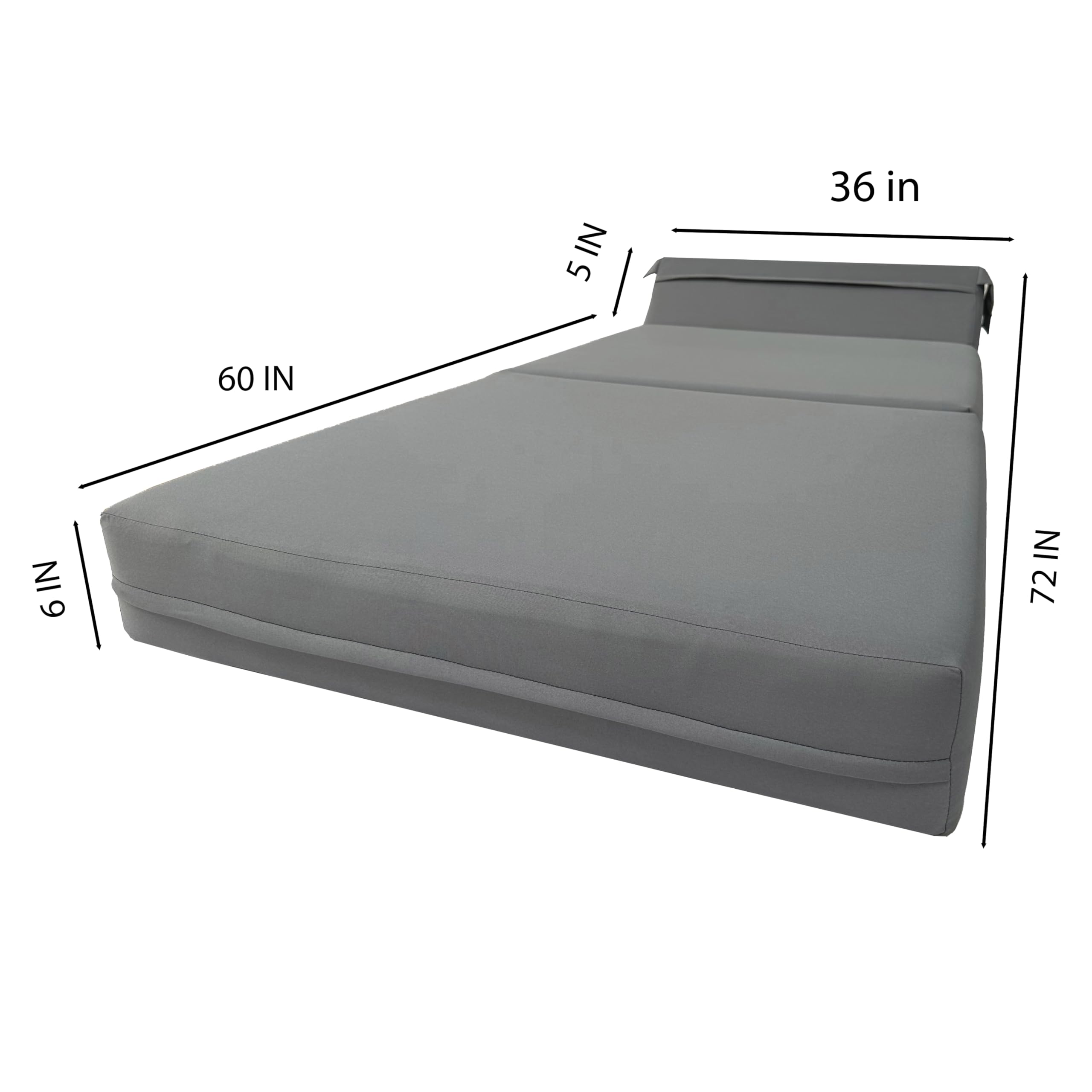 D&D Gray Futon Sleeper Chair - Convertible Folding Sofa Bed with High Density Foam (70 x 36 x 6 in) - Perfect for Small Apartments, Guest Rooms & Studio Living Spaces