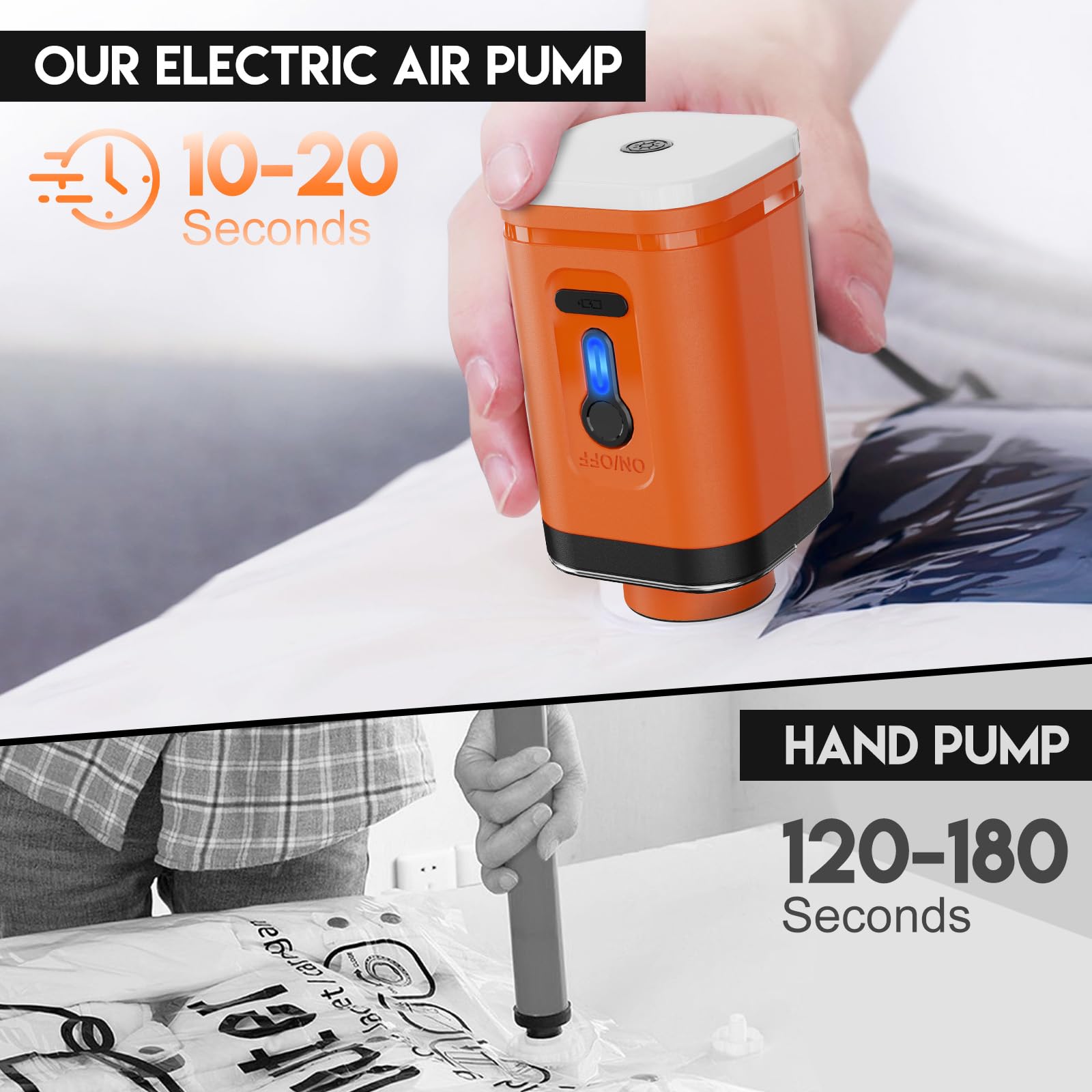 Portable Rechargeable Electric Air Pump for Inflatables - 2000mAh Battery Powered Mini Pump for Air Mattress, Pool Floats, Boat Toys, Yoga Balls | Quick Inflation for Camping, Travel & Home Use