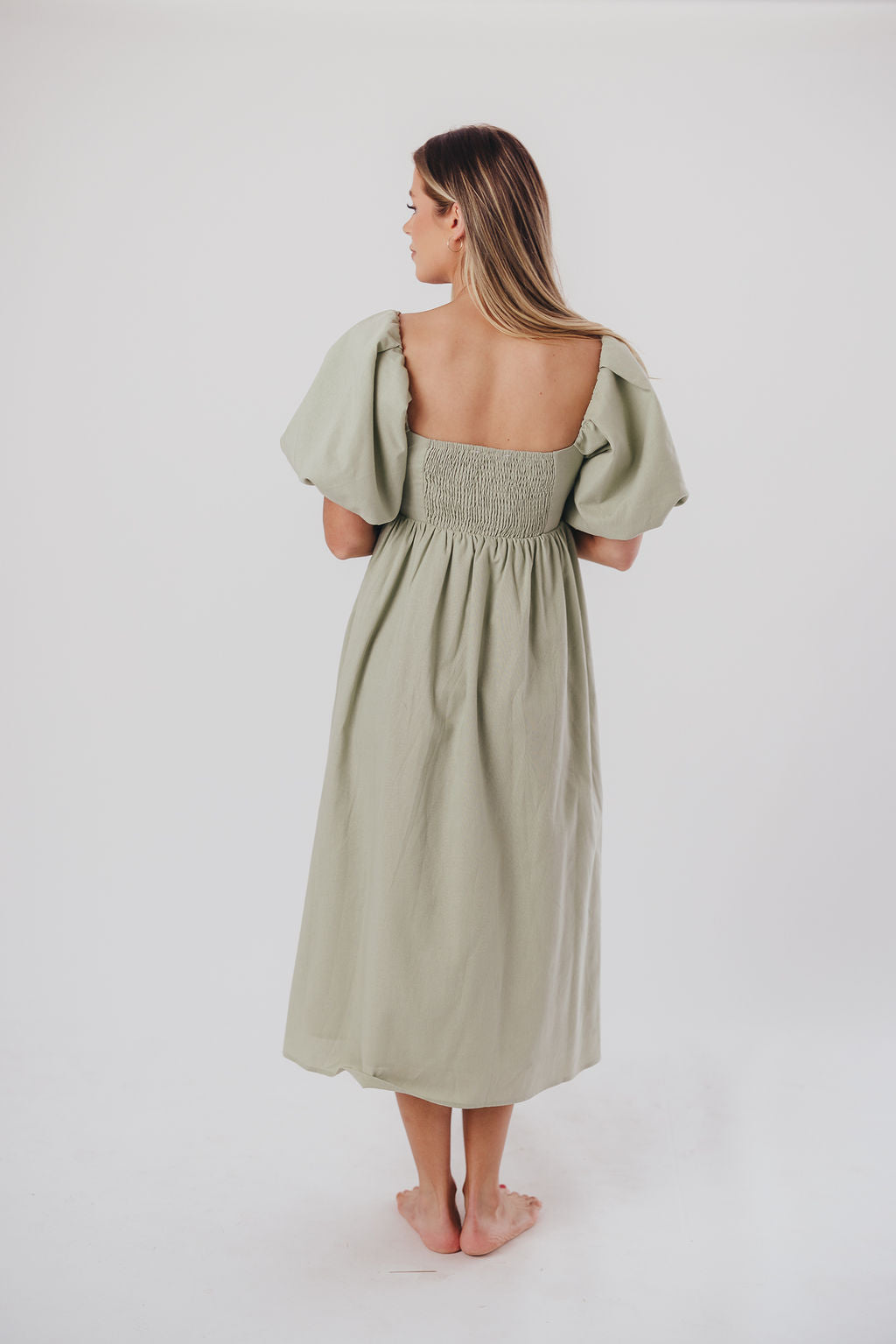 Hamilton Midi Dress in Olive - Bump Friendly Maternity Dress (Sizes S-2XL) | Flowy Summer Dress for Pregnancy, Nursing & Everyday Wear