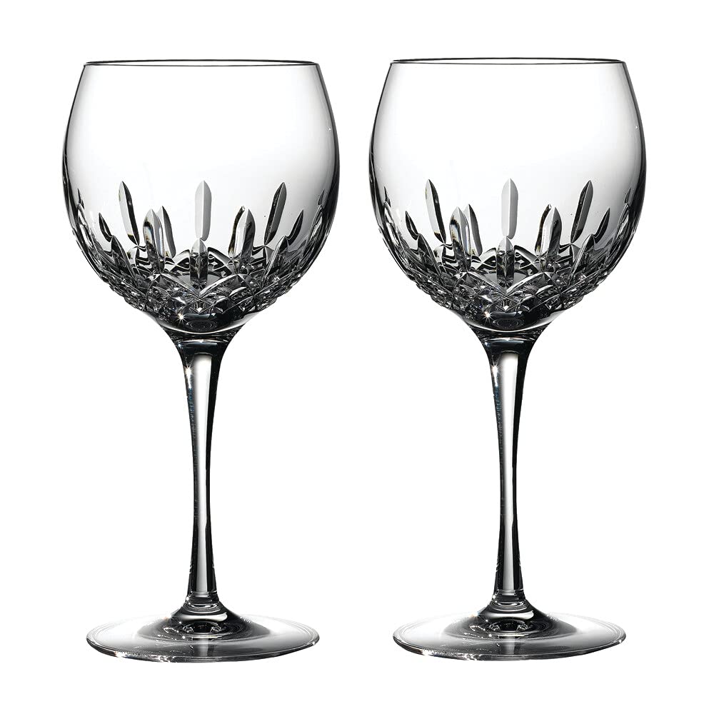 Waterford Lismore Essence Balloon Wine Glasses - Set of 2 Crystal Clear Stemware for Red Wine, Champagne & Special Occasions - Elegant Dinner Party & Wedding Gift