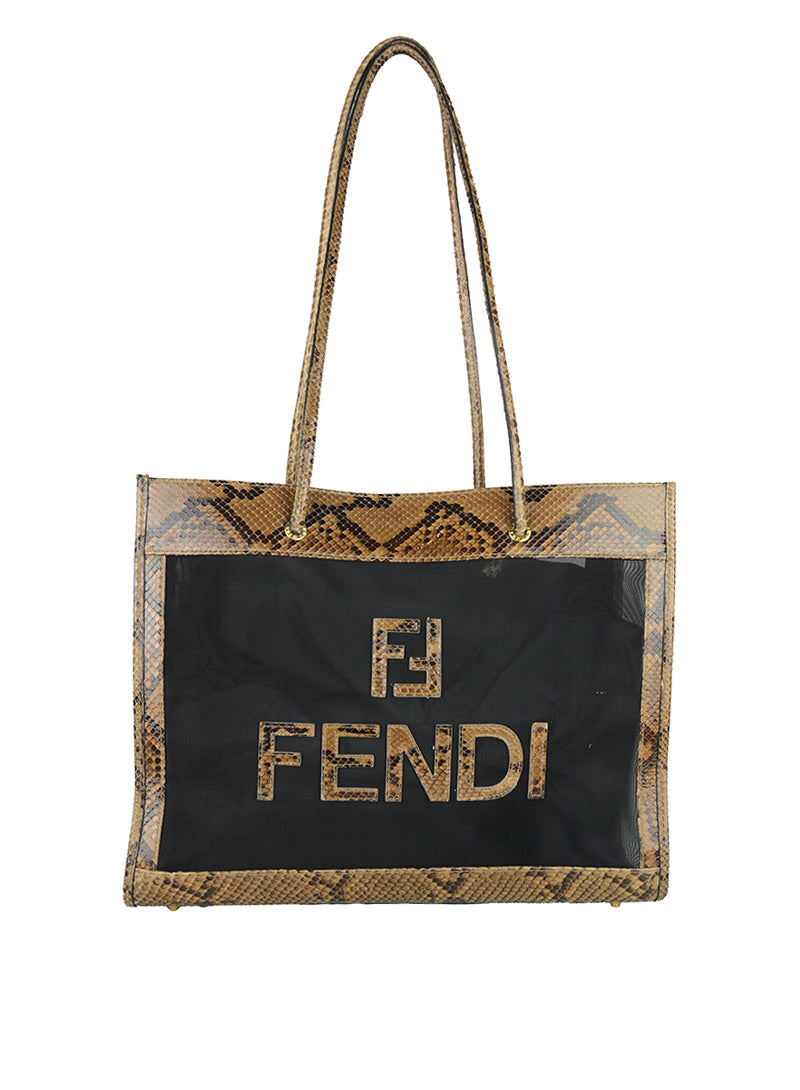 Fendi Python & Mesh Shopper Bag - Luxury Designer Handbag for Women, Perfect for Work, Travel & Everyday Use