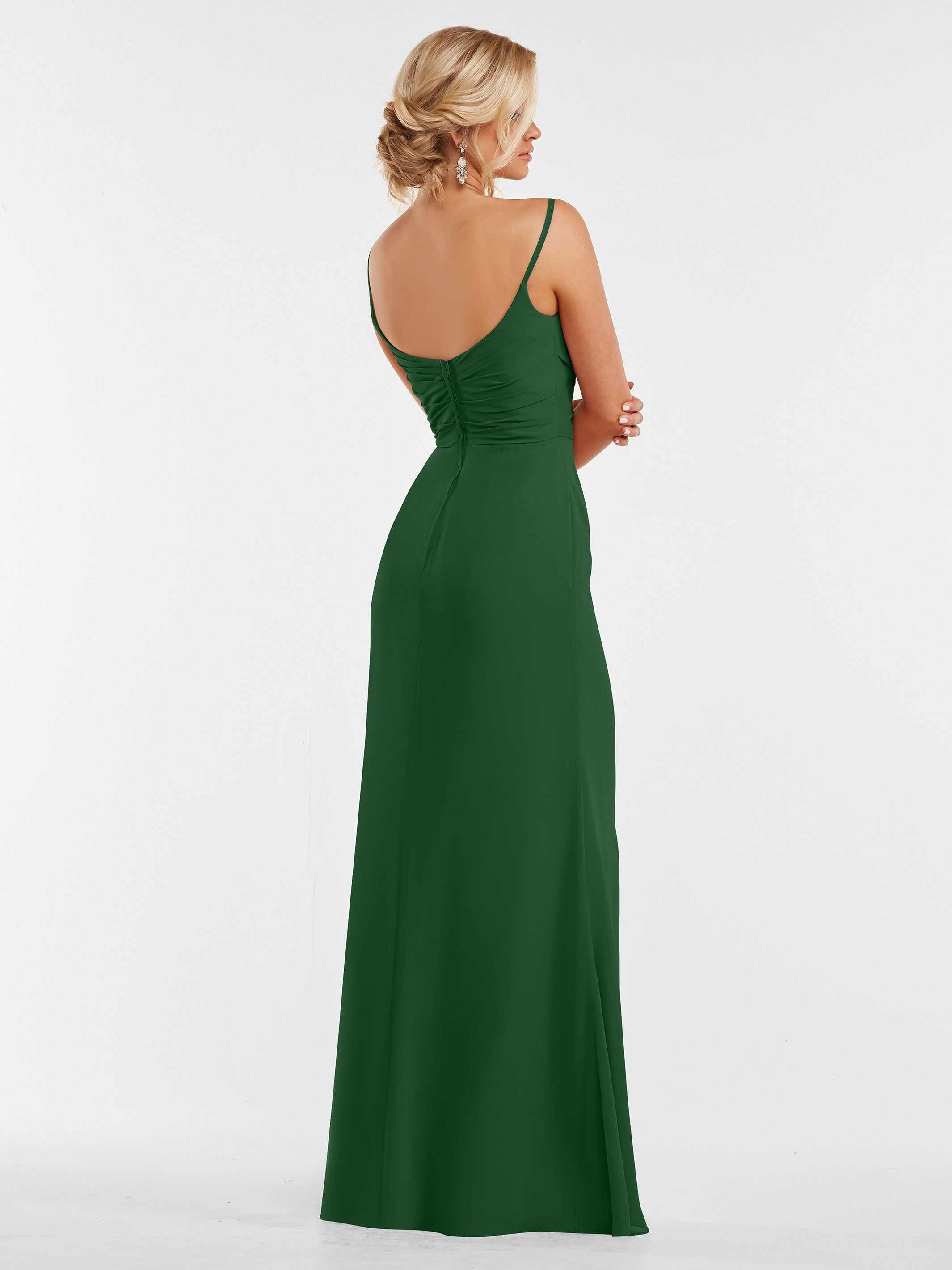 Elegant 80169 Chiffon Sheath Bridesmaid Dress with Pleated Bodice - Perfect for Weddings, Formal Events & Special Occasions