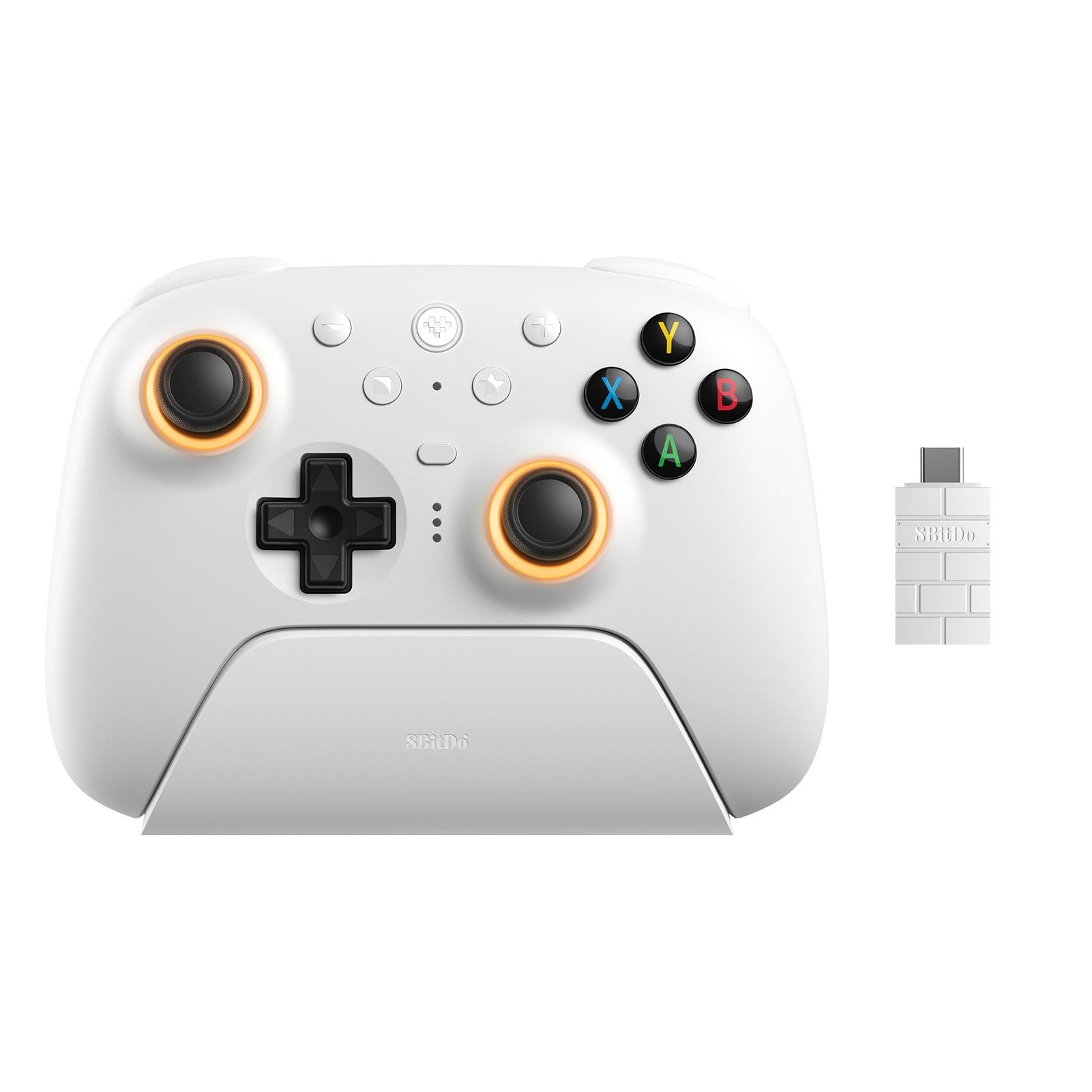 8BitDo Ultimate 2 Wireless Bluetooth Controller for Switch/PC/Android - Ergonomic Design, Hall Effect Joysticks, White - Perfect for Gaming, Streaming & Esports