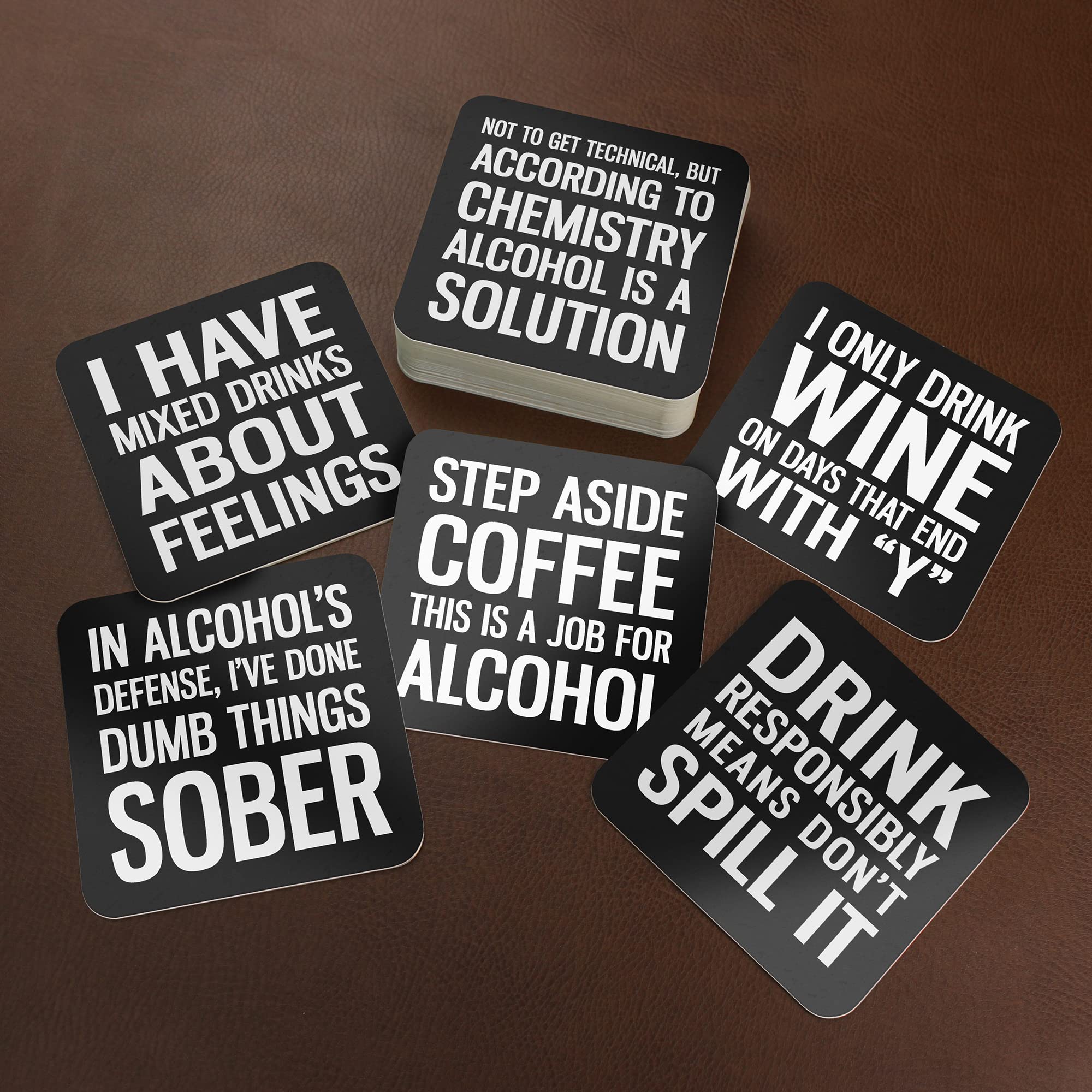 Lillian Rose Black and White Set of 36 Absorbent Drink Coasters - Perfect for Coffee, Tea, and Wine Glasses - Ideal for Home, Office, and Party Use