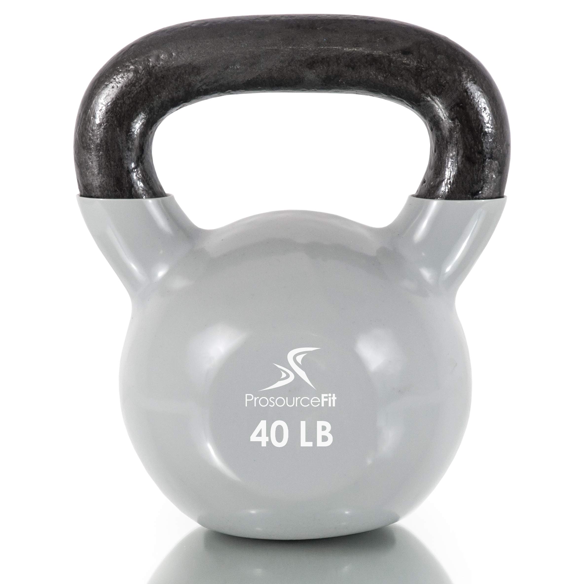 ProsourceFit Vinyl Coated Cast Iron Kettlebells - 5-50 lbs for Strength Training, CrossFit, HIIT & Full Body Workouts | Home Gym & Fitness Equipment for Men & Women