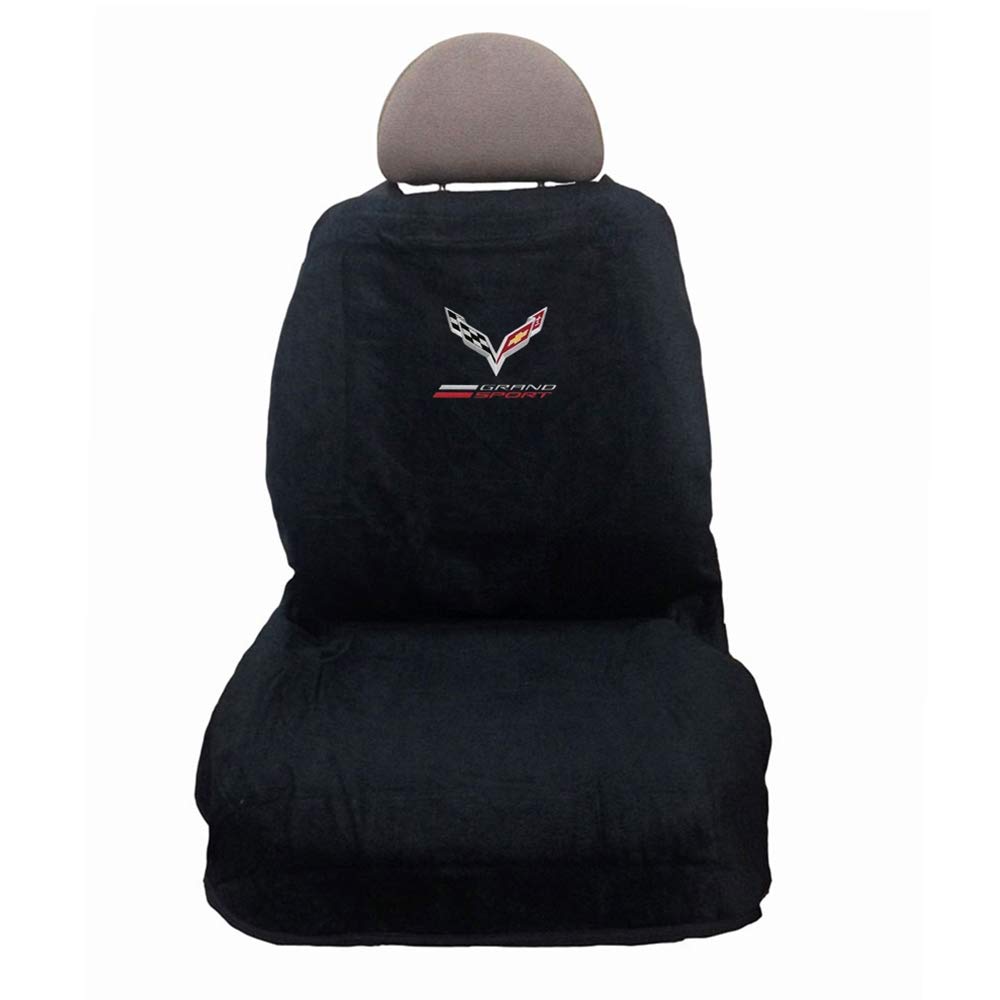 Premium C7 Grand Sport Corvette Seat Covers - 2-Piece Set, Black Leather Car Seat Protectors for Chevrolet Corvette - Perfect for Racing, Daily Driving & Car Shows