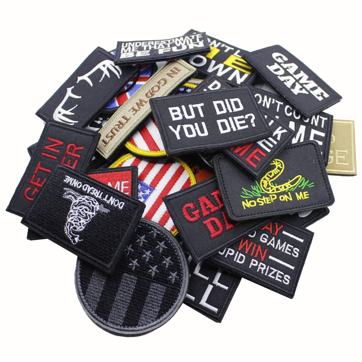 U-Sky 20-Piece Random Tactical Morale Patch Set - Hook and Loop Backing for Military Gear, Caps & Uniforms - Perfect for Army Cosplay, Airsoft Games & Outdoor Adventures