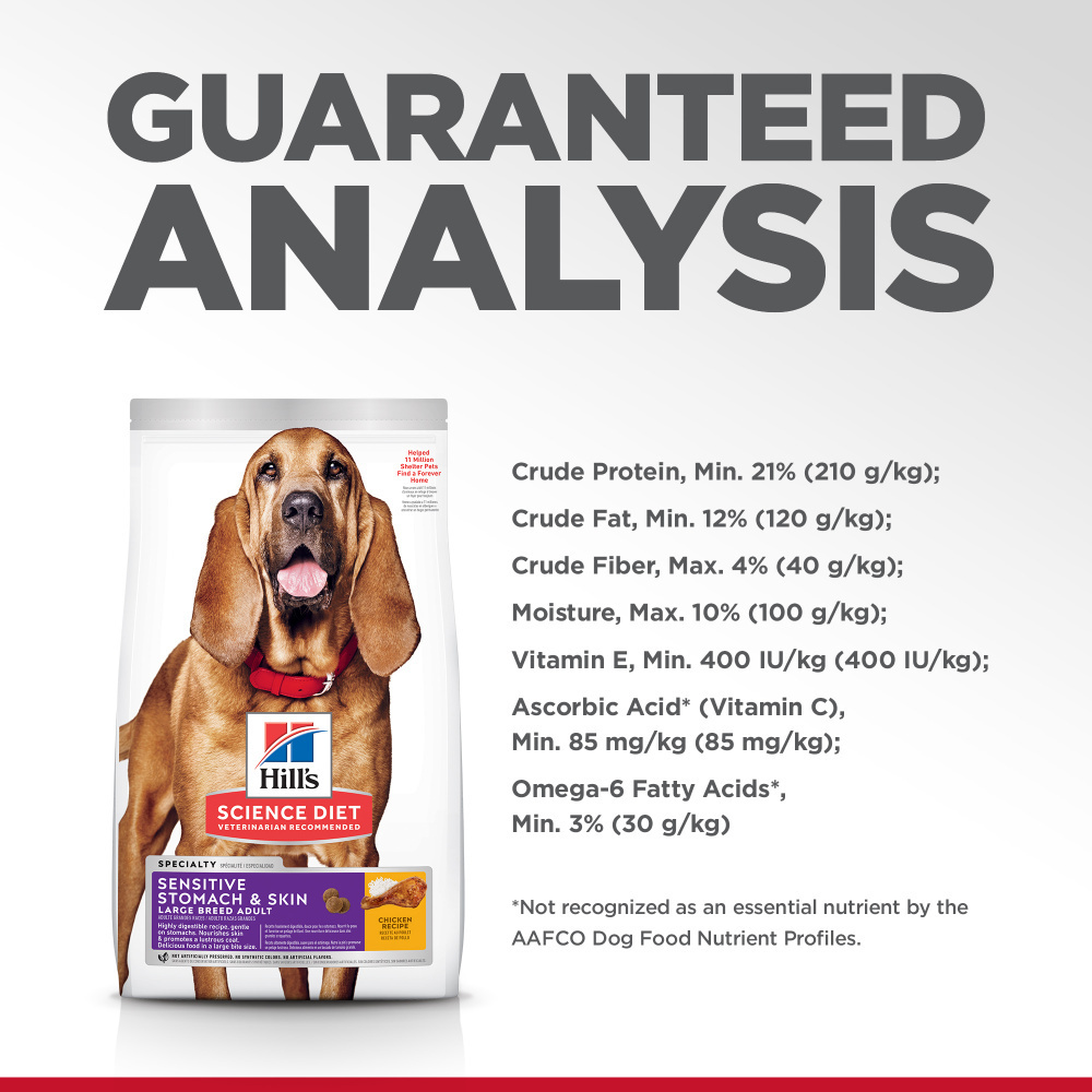 Hill's Science Diet Sensitive Stomach & Skin Large Breed Adult Dry Dog Food - Chicken & Barley Recipe for Digestive Health & Skin Care - Perfect for Large Dogs with Sensitive Stomachs or Skin Allergies