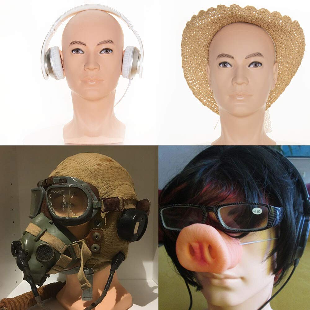 Soft PVC Bald Wig Mannequin Head for Wig Making & Training - Wig Stand for Styling Practice, Hat Display (Color: No.1 with Stand) - Perfect for Salon Training, Cosplay & Home Hairstyling
