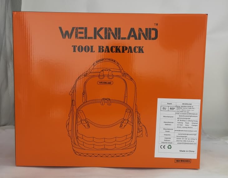 WELKINLAND 77-Pockets Heavy Duty Tool Backpack for Men - Large HVAC & Electrician Tool Bag Backpack for Construction, Repair & Maintenance - Durable Work Backpack for Professionals & DIY Enthusiasts