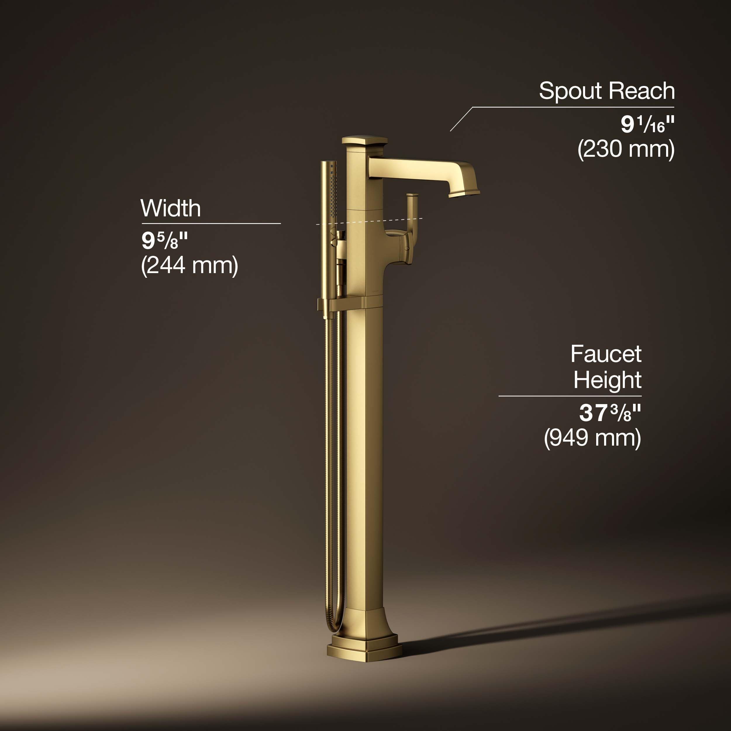 KOHLER RIFF® Freestanding Bathroom Faucet Trim - Modern Matte Black Bathroom Sink Faucet for Vanity, Vessel Sink, and Luxury Home Decor